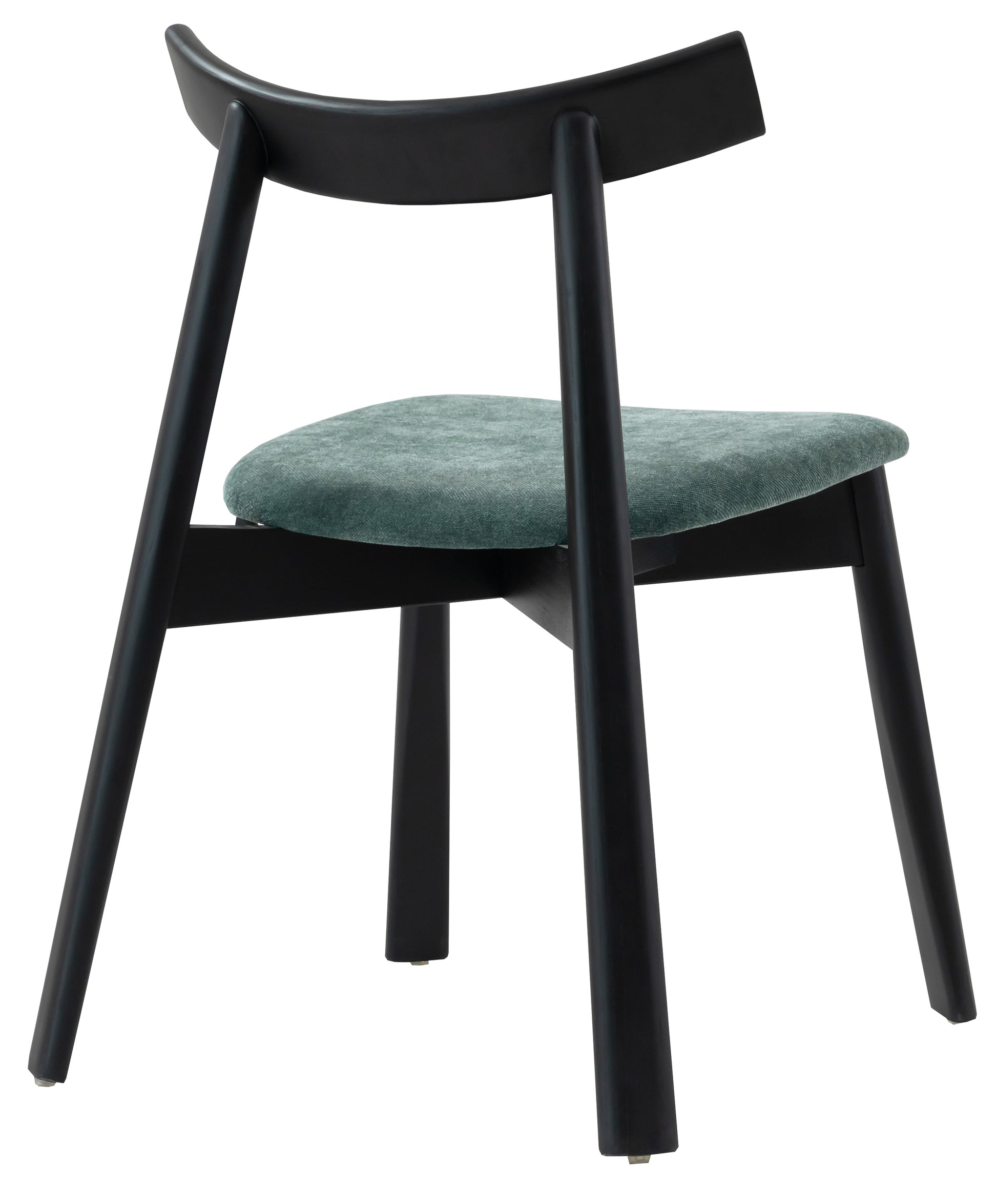 Krzesło drewniane do jadalni Delify w tkaninie łatwoczyszczącej ciemnozielony szenil/czarny - głębokość 59 cm