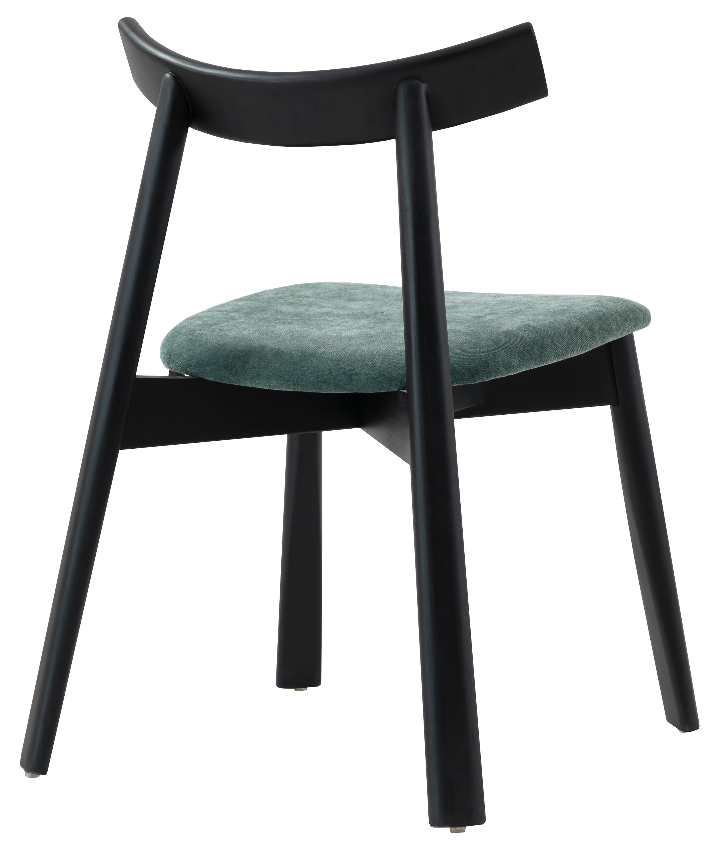 Krzesło drewniane do jadalni Delify w tkaninie łatwoczyszczącej ciemnozielony szenil/czarny - głębokość 59 cm