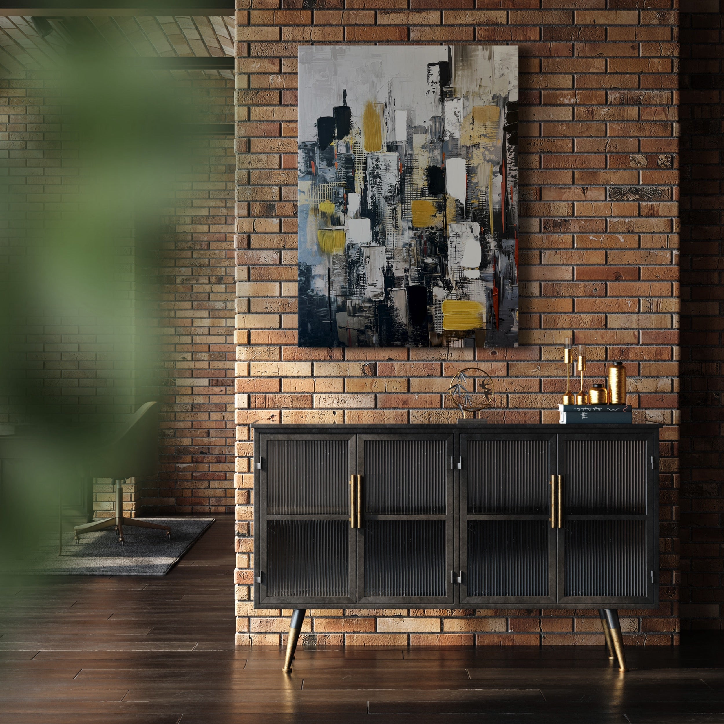 Obraz z ręcznie malowanymi elementami Cityscape 100x70 cm