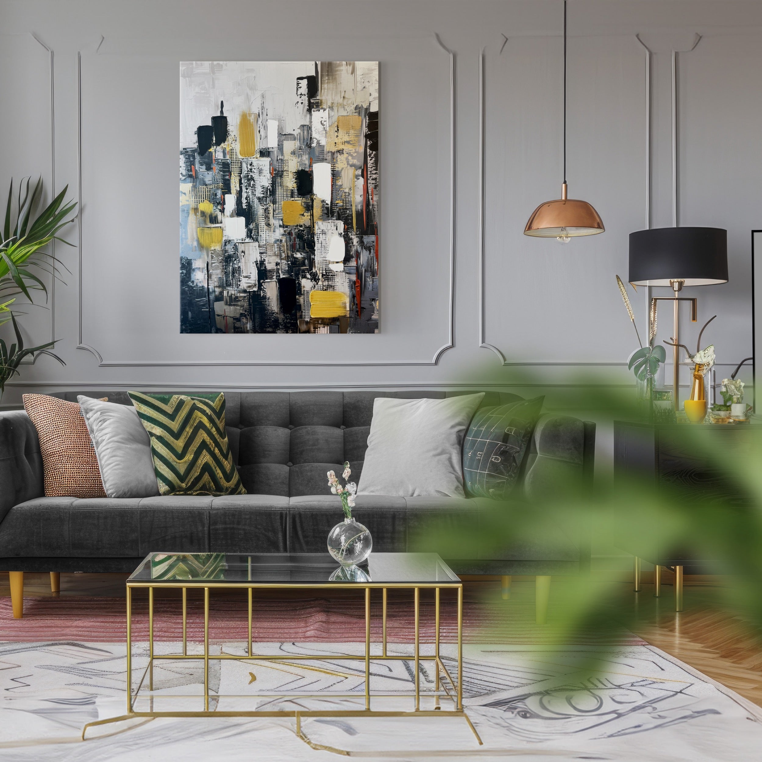 Obraz z ręcznie malowanymi elementami Cityscape 100x70 cm
