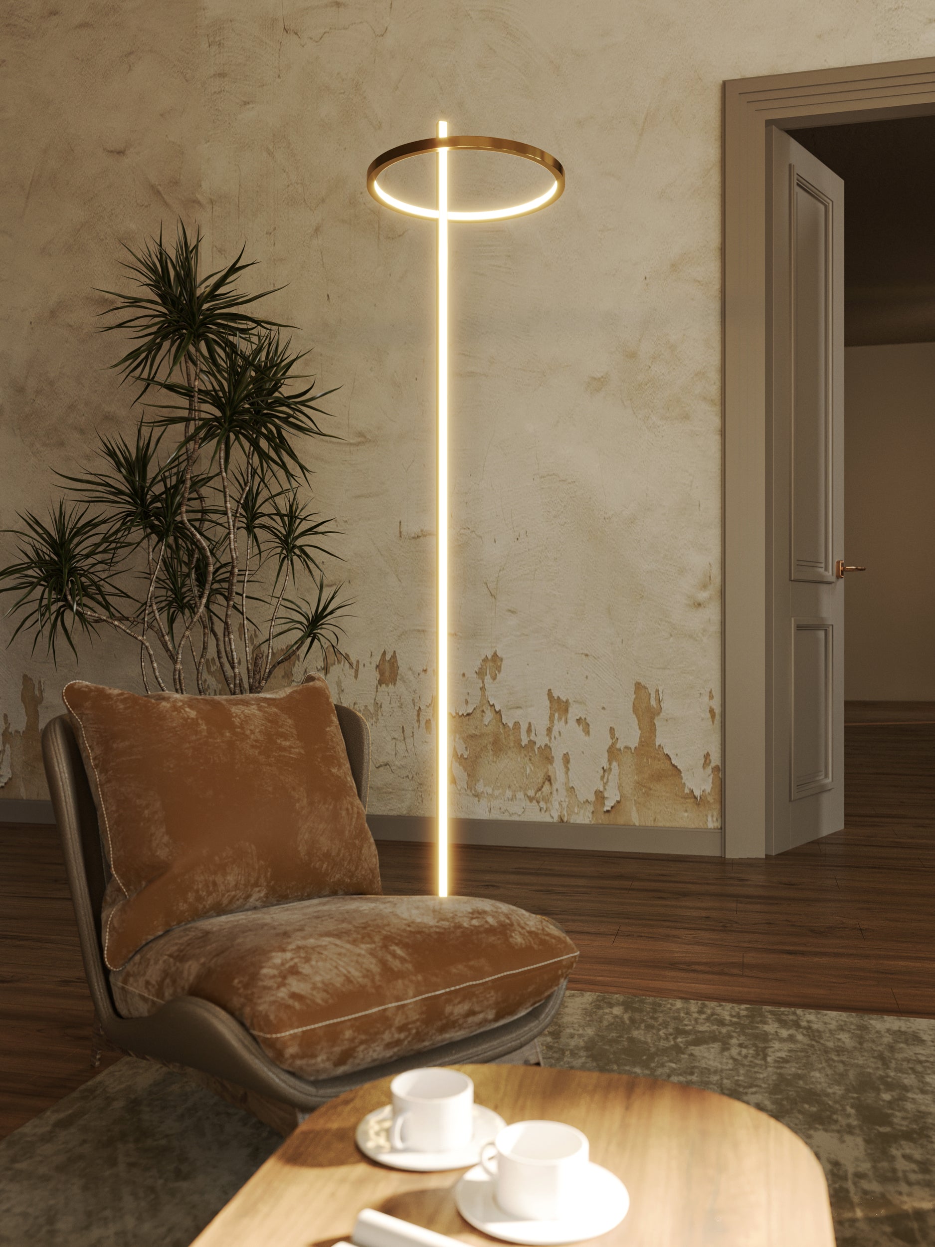 Lampa podłogowa Lozanna brązowa 27W