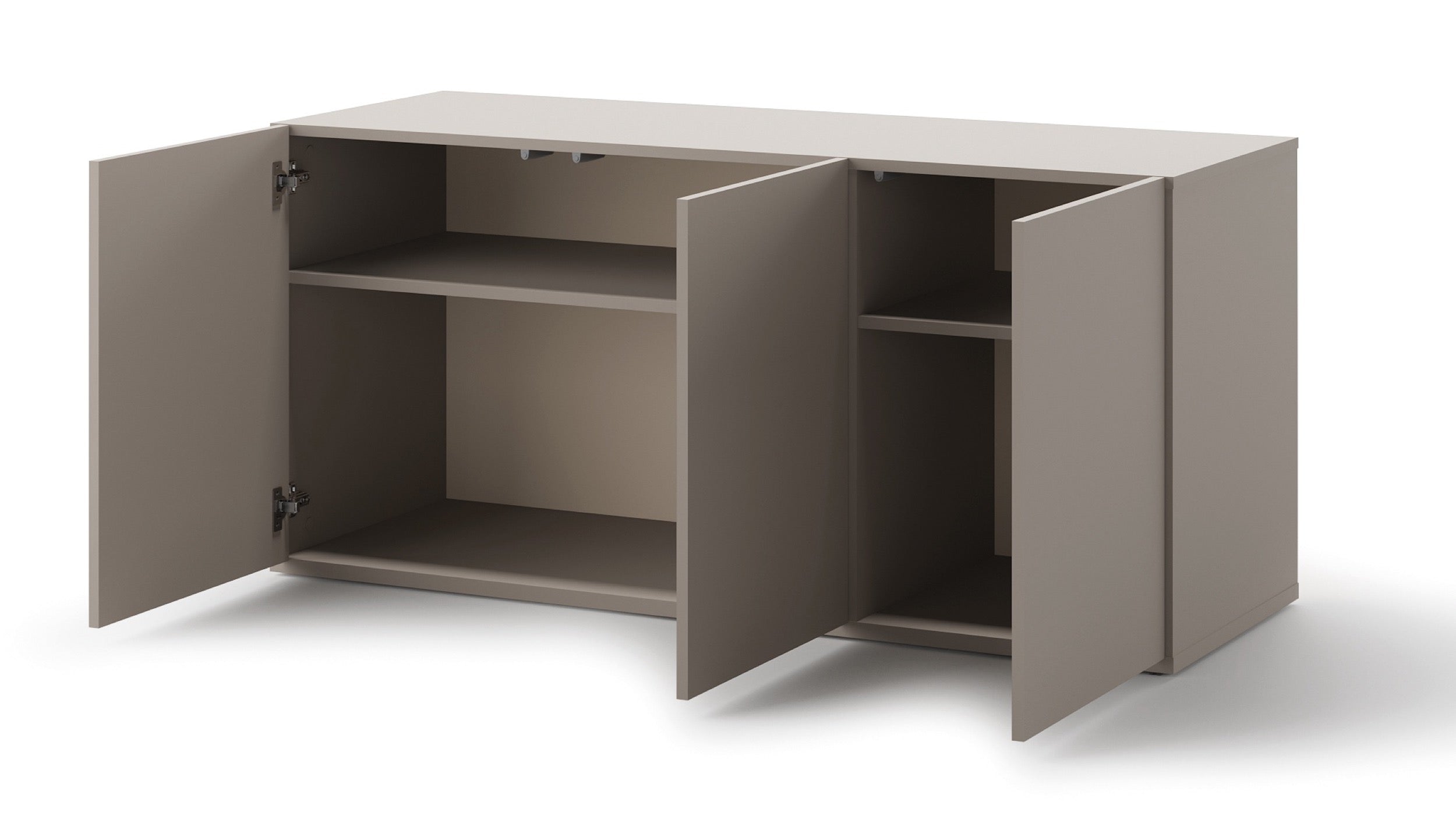 Komoda młodzieżowa trzydrzwiowa Woow z półkami 140 cm clay grey