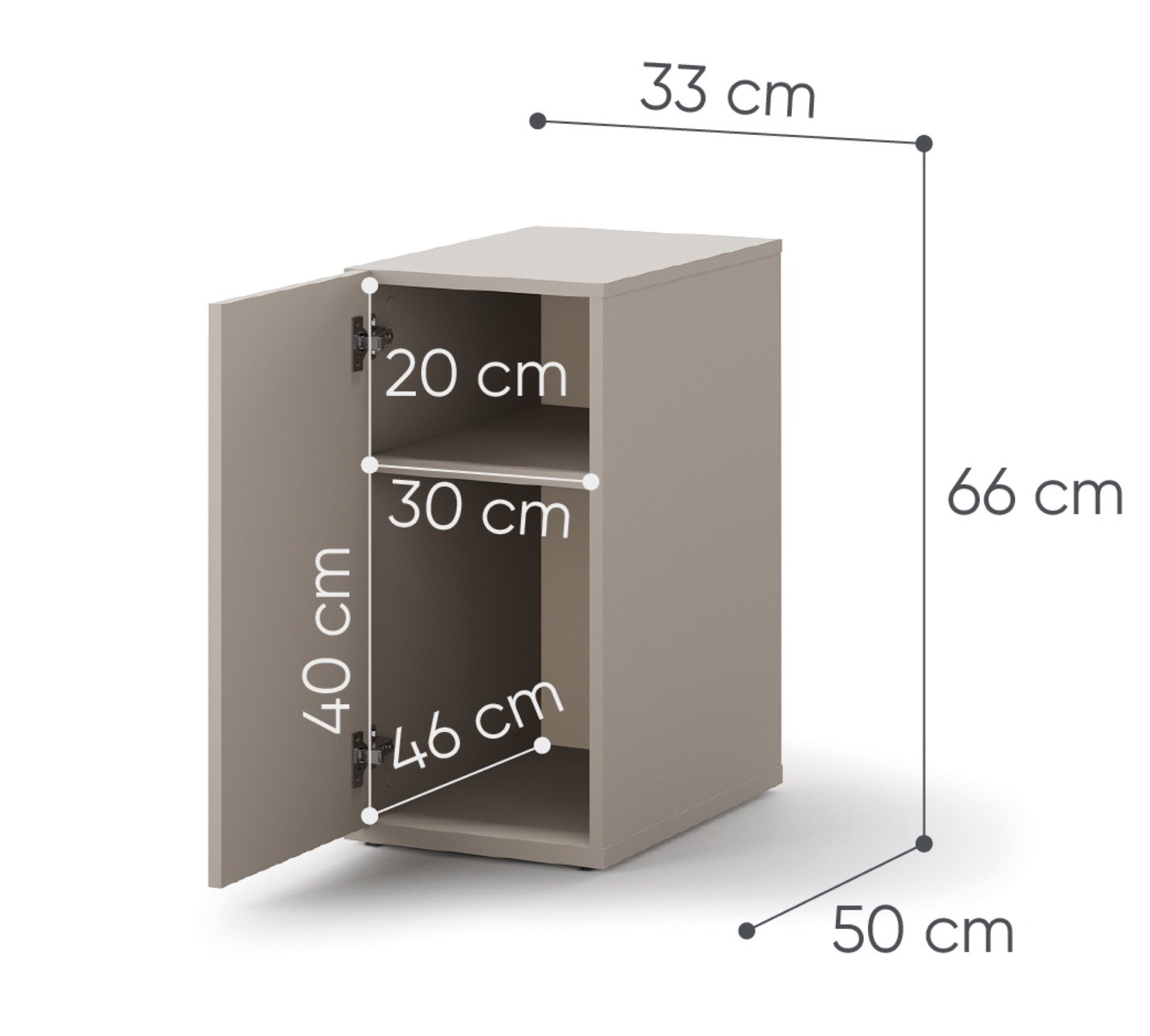 Kontenerek młodzieżowy Woow z półką 33 cm clay grey