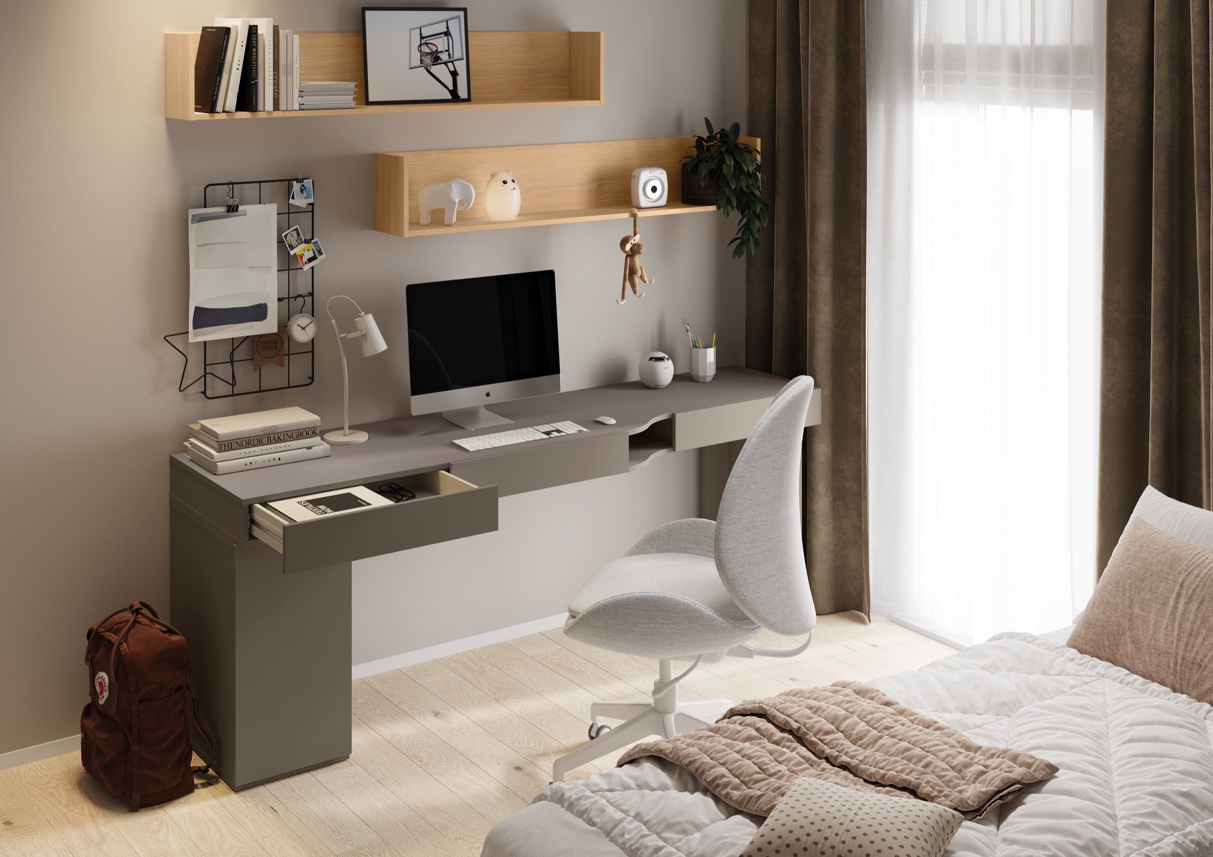 Kontenerek młodzieżowy Woow z półką 33 cm clay grey