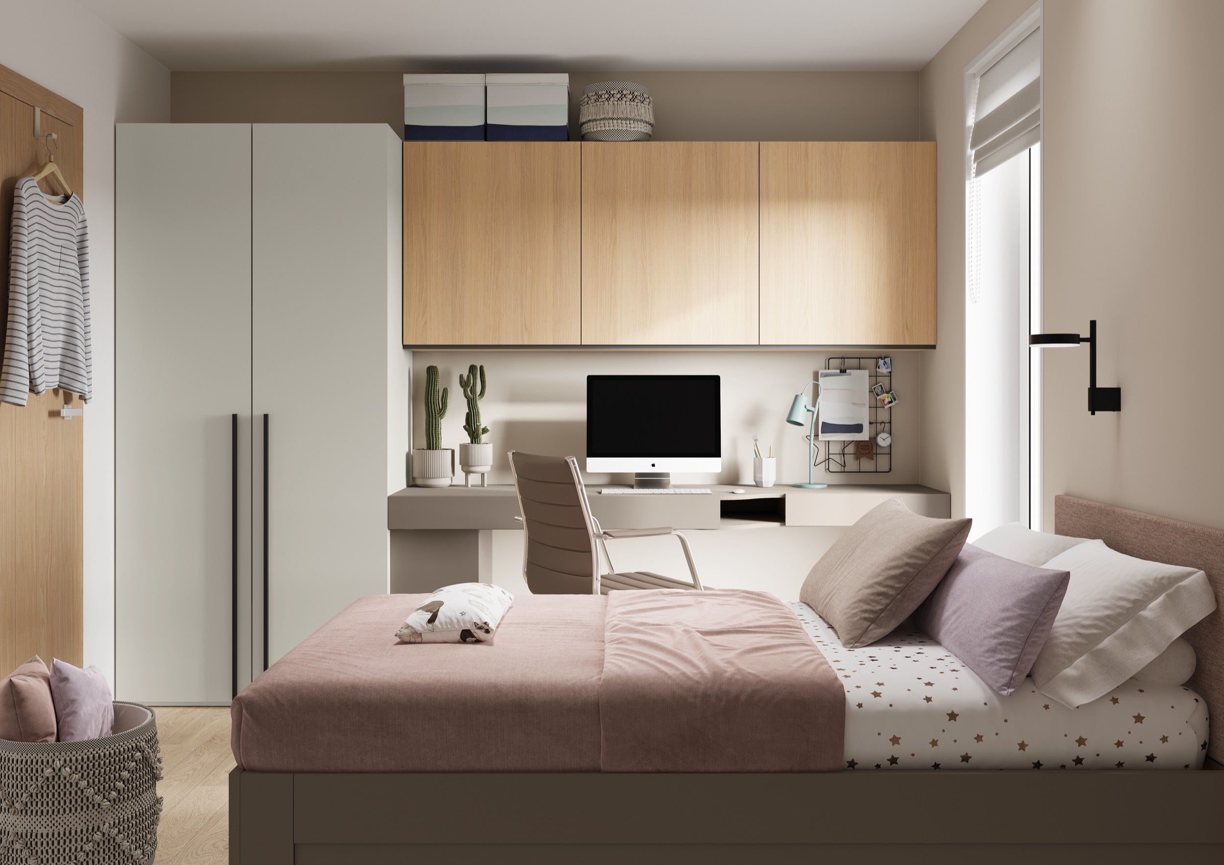 Łóżko młodzieżowe rozsuwane Woow z dwiema szufladami 205-248 cm clay grey