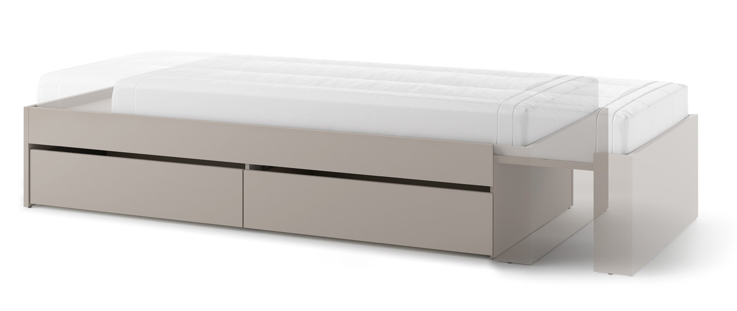Łóżko młodzieżowe rozsuwane Woow z dwiema szufladami 205-248 cm clay grey