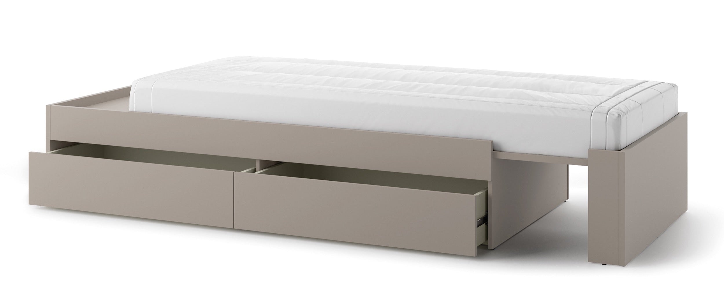 Łóżko młodzieżowe rozsuwane Woow z dwiema szufladami 205-248 cm clay grey