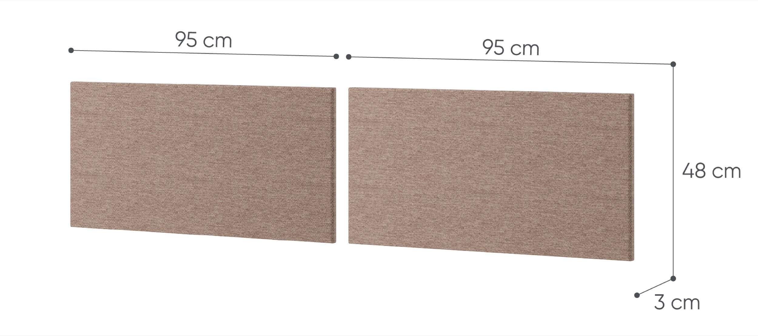 Zestaw dwóch paneli tapicerowanych Woow 2x95 cm brązowy