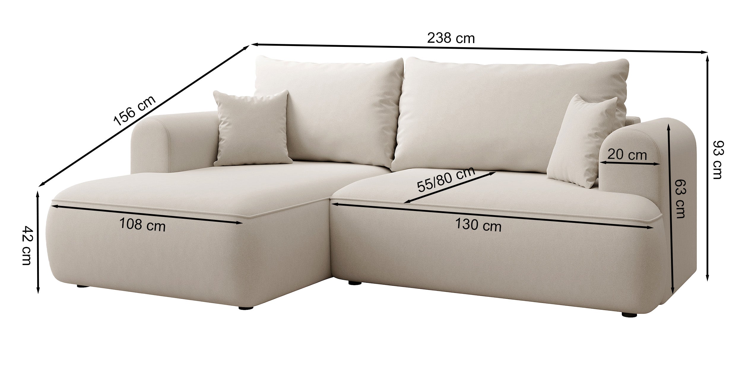 Narożnik z funkcją spania Ovo mini L-kształtny lewostronny z pojemnikiem szary welur łatwoczyszczący