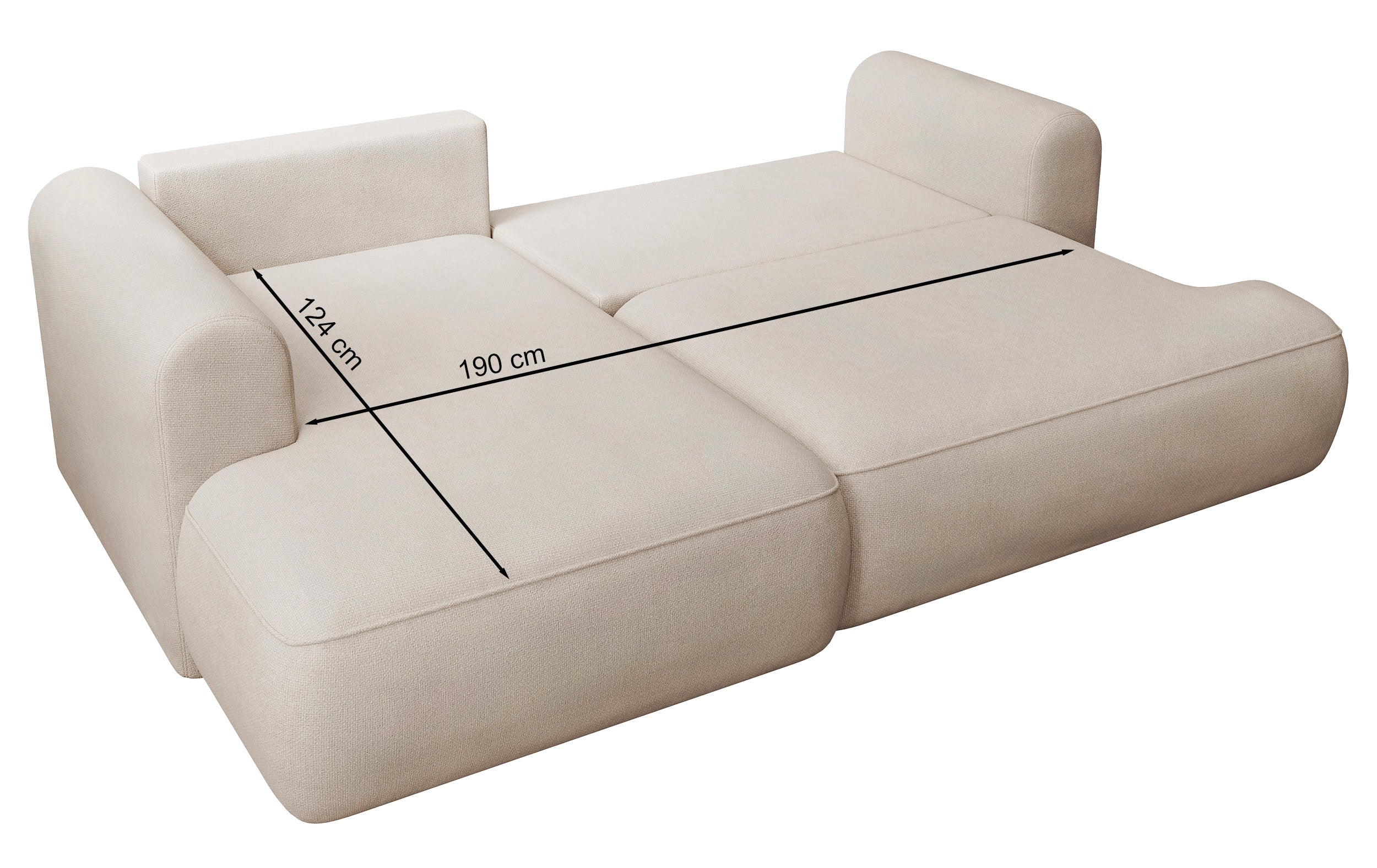 Narożnik z funkcją spania Ovo mini L-kształtny prawostronny z pojemnikiem beżowy szenil łatwoczyszczący