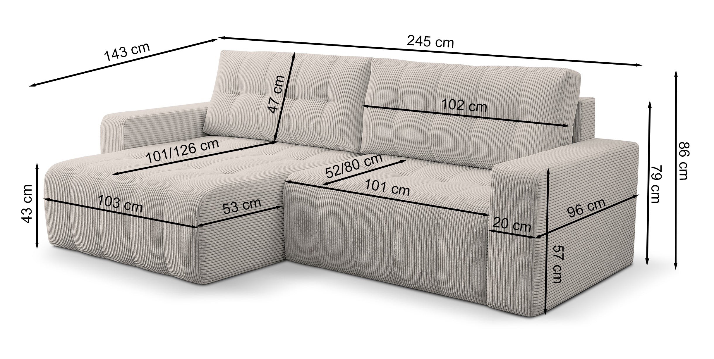 Narożnik z funkcją spania Maillo L-kształtny uniwersalny z pojemnikiem ciemnozielony sztruks