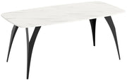 Stół rozkładany do jadalni Diffini 180-280x90 cm Marmur Bianco z czarnymi nogami