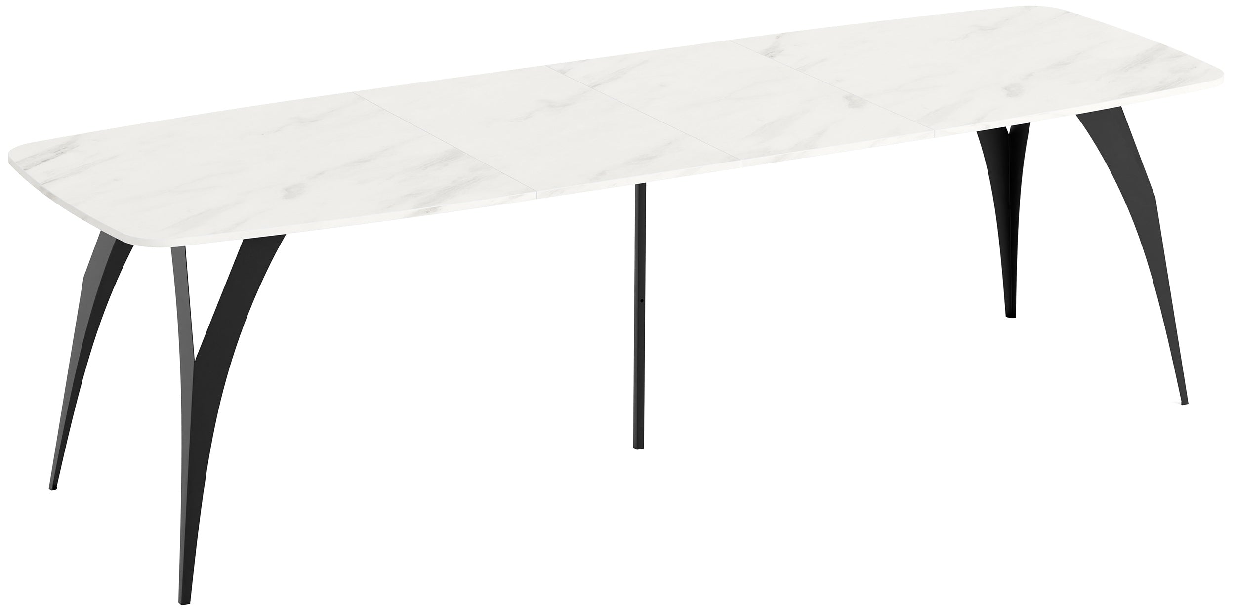 Stół rozkładany do jadalni Diffini 180-280x90 cm Marmur Bianco z czarnymi nogami
