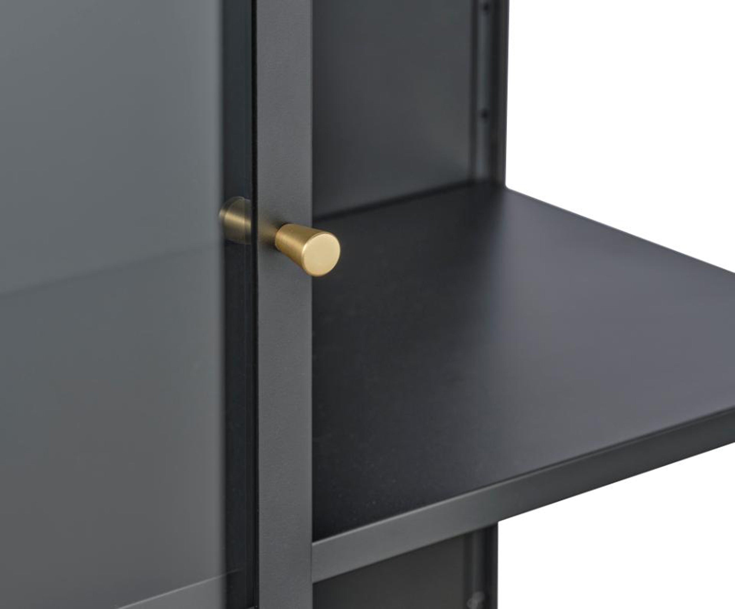 Witryna metalowa Zeins dwudrzwiowa na wysokiej podstawie czarna