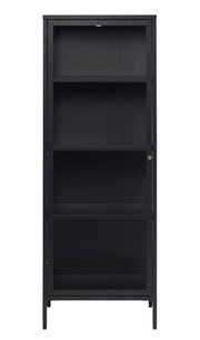 Wysoka witryna metalowa Zeins pojedyncza 160 cm czarna