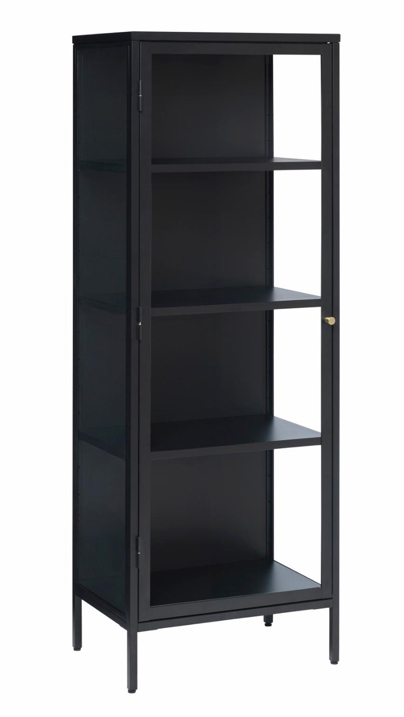 Wysoka witryna metalowa Zeins pojedyncza 160 cm czarna