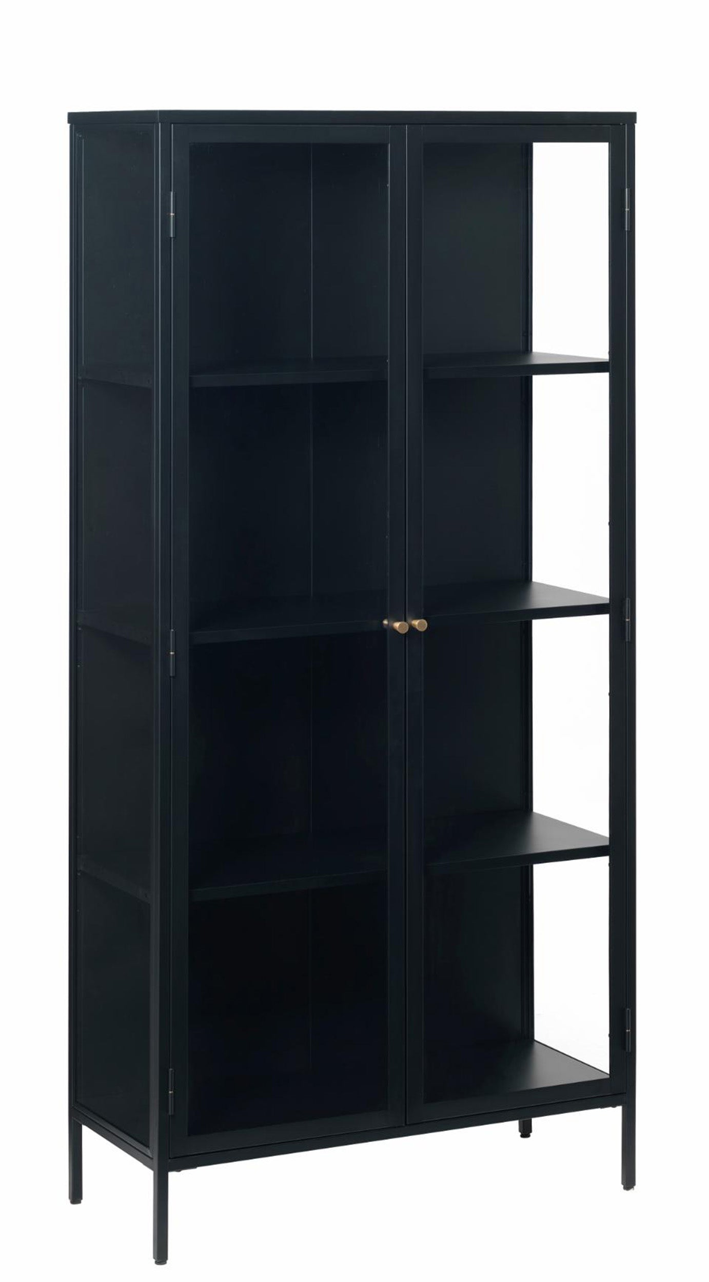 Wysoka witryna metalowa Zeins dwudrzwiowa 190 cm czarna