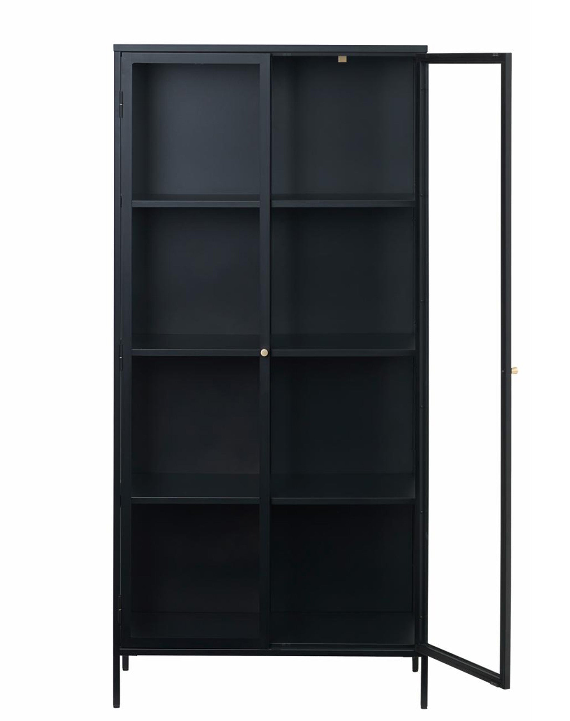 Wysoka witryna metalowa Zeins dwudrzwiowa 190 cm czarna
