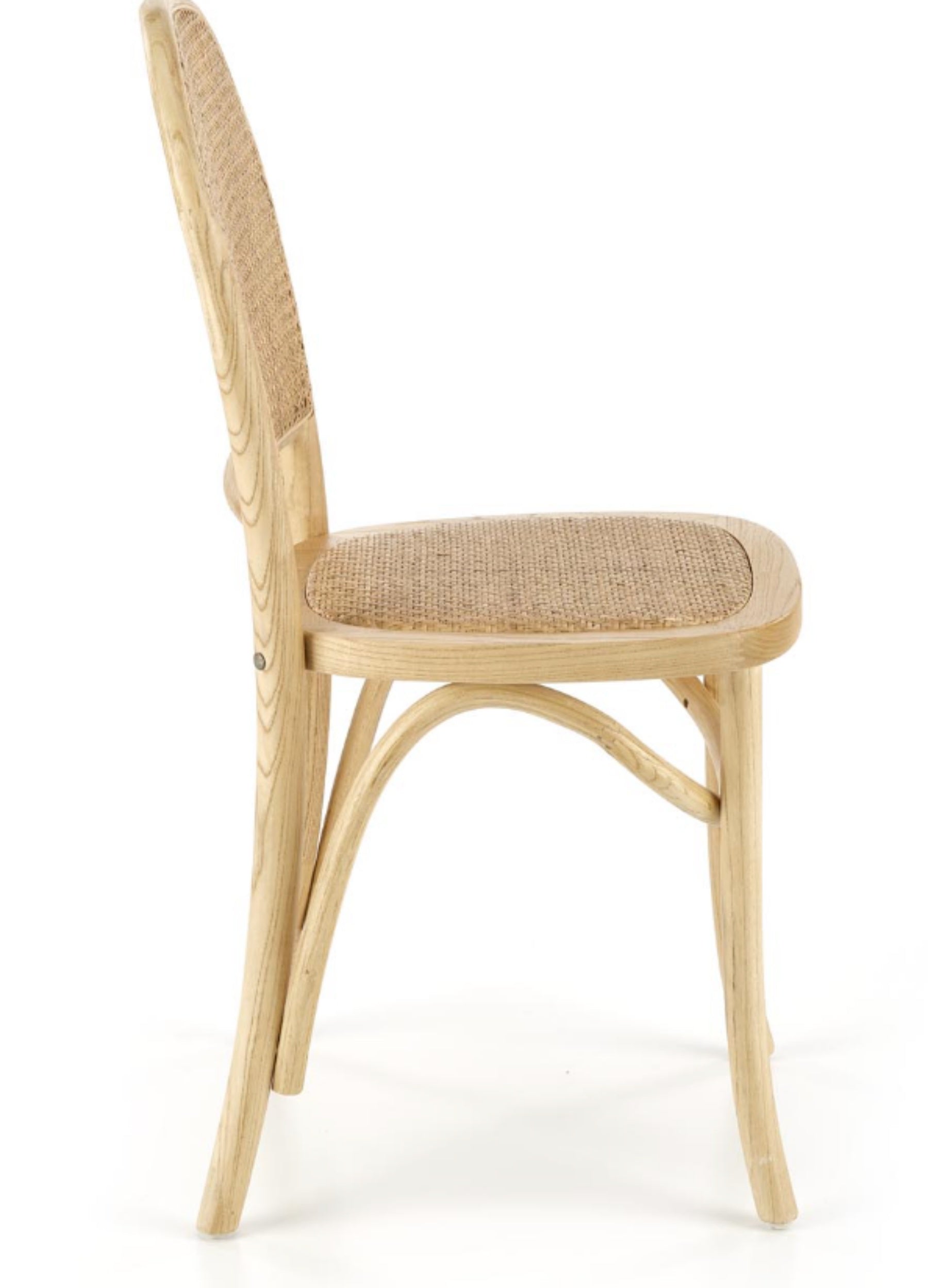 Krzesło drewniane Burgest z naturalnym rattanem