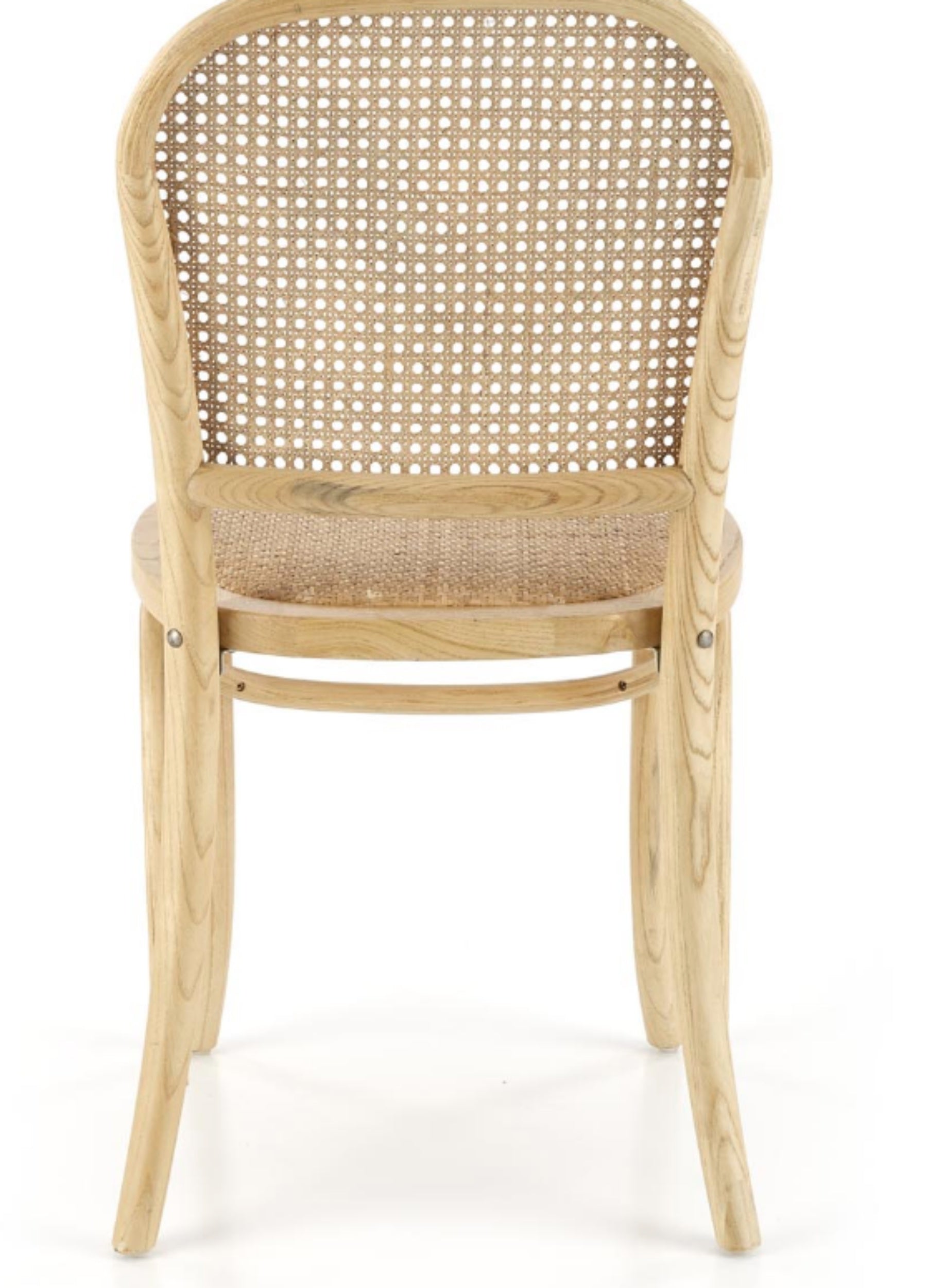 Krzesło drewniane Burgest z naturalnym rattanem