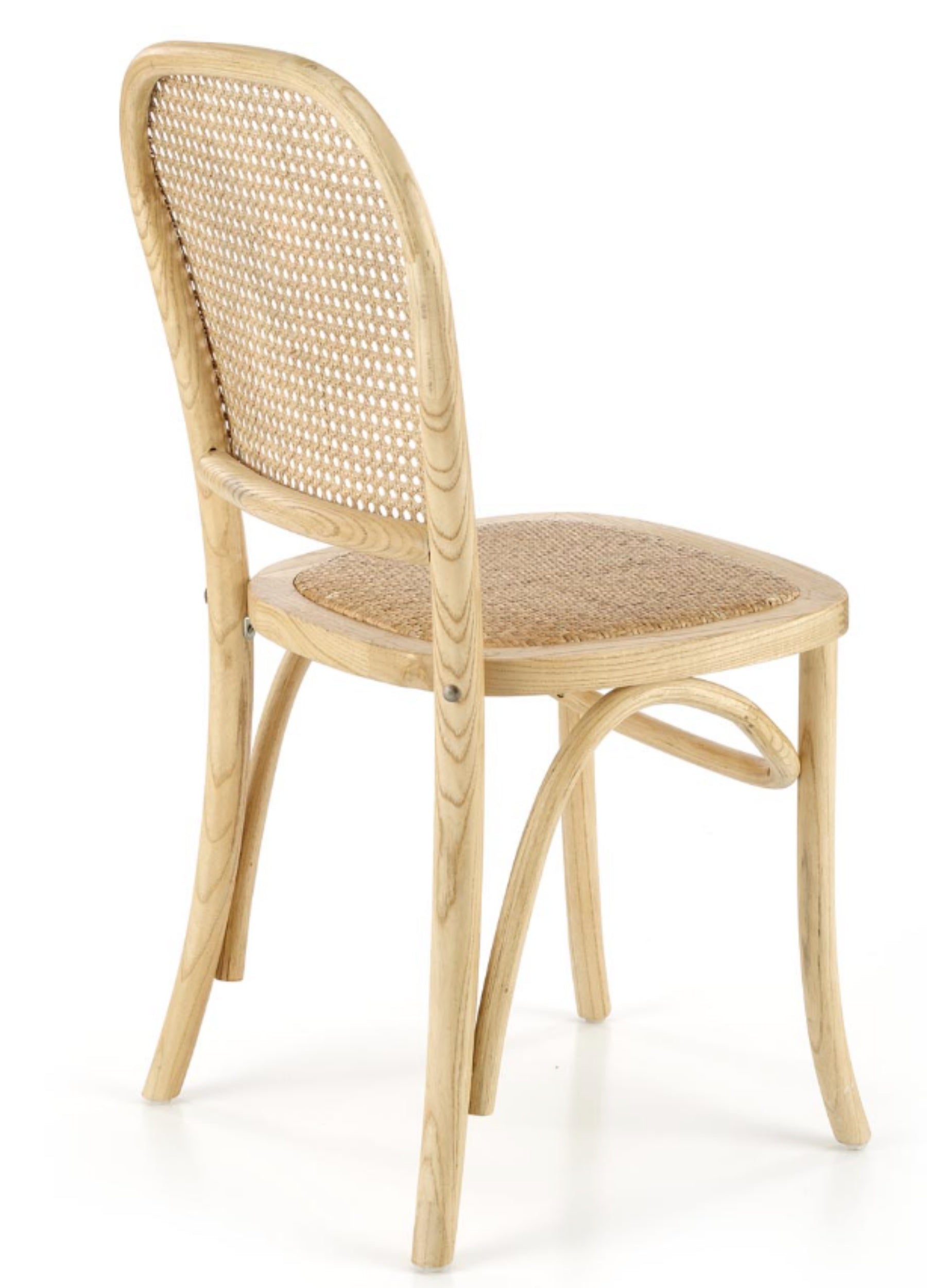Krzesło drewniane Burgest z naturalnym rattanem