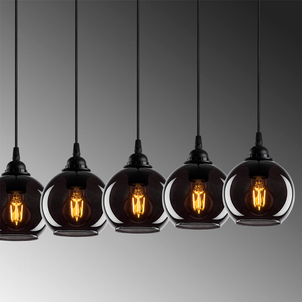 Lampa wisząca Communis x5 dymiony klosz