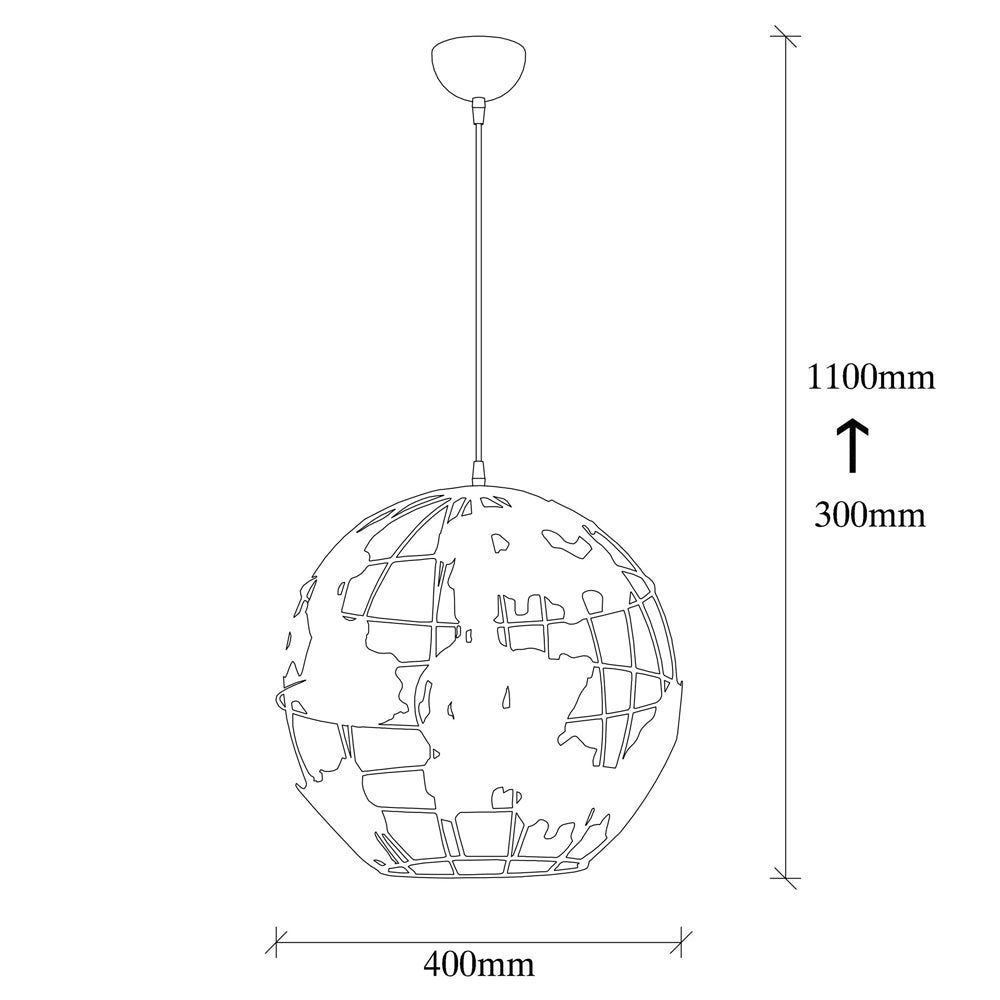Lampa sufitowa Ozzia kula ziemska średnica 40 cm czarna