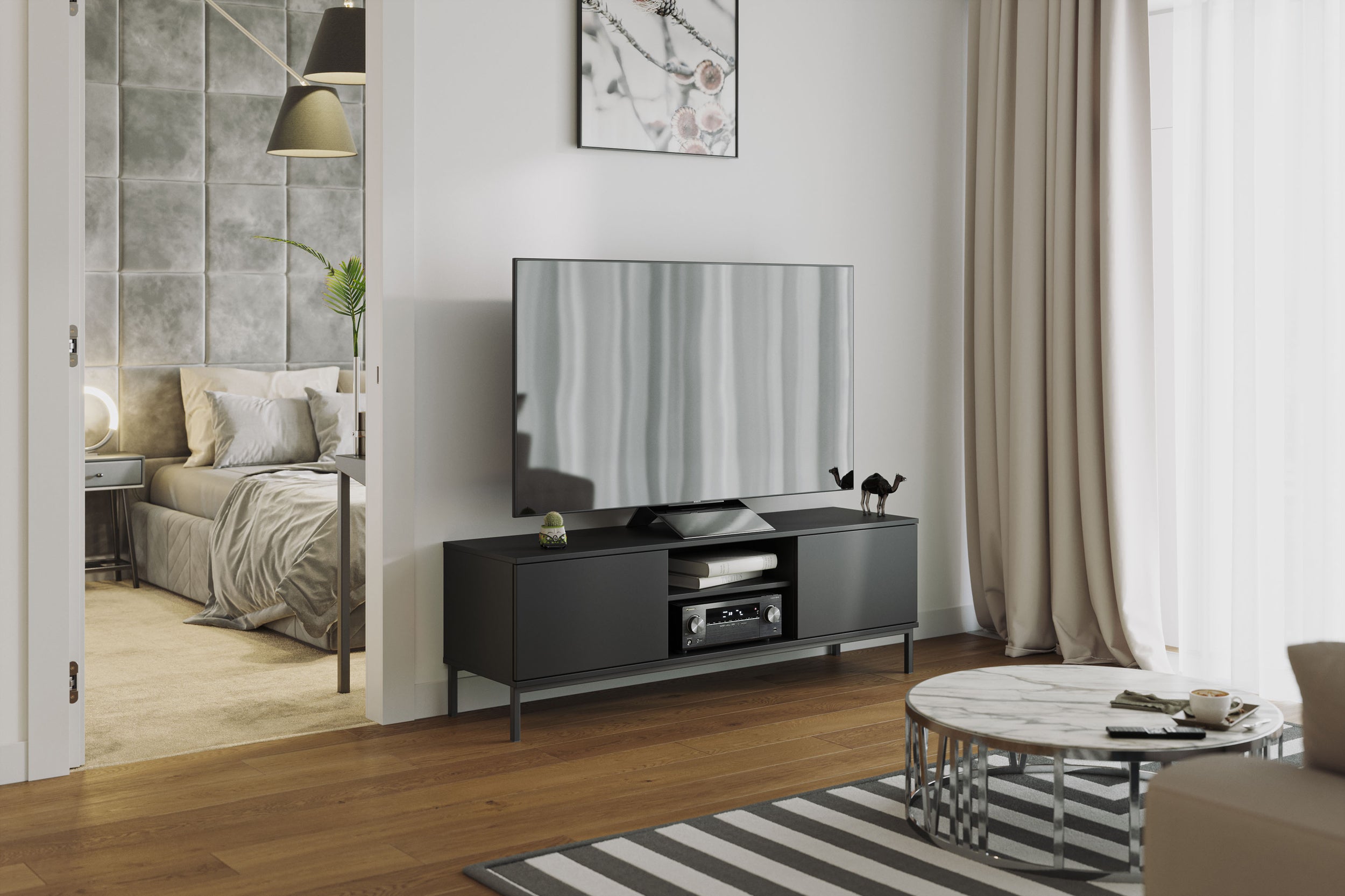 Szafka RTV Perila 150 cm czarna