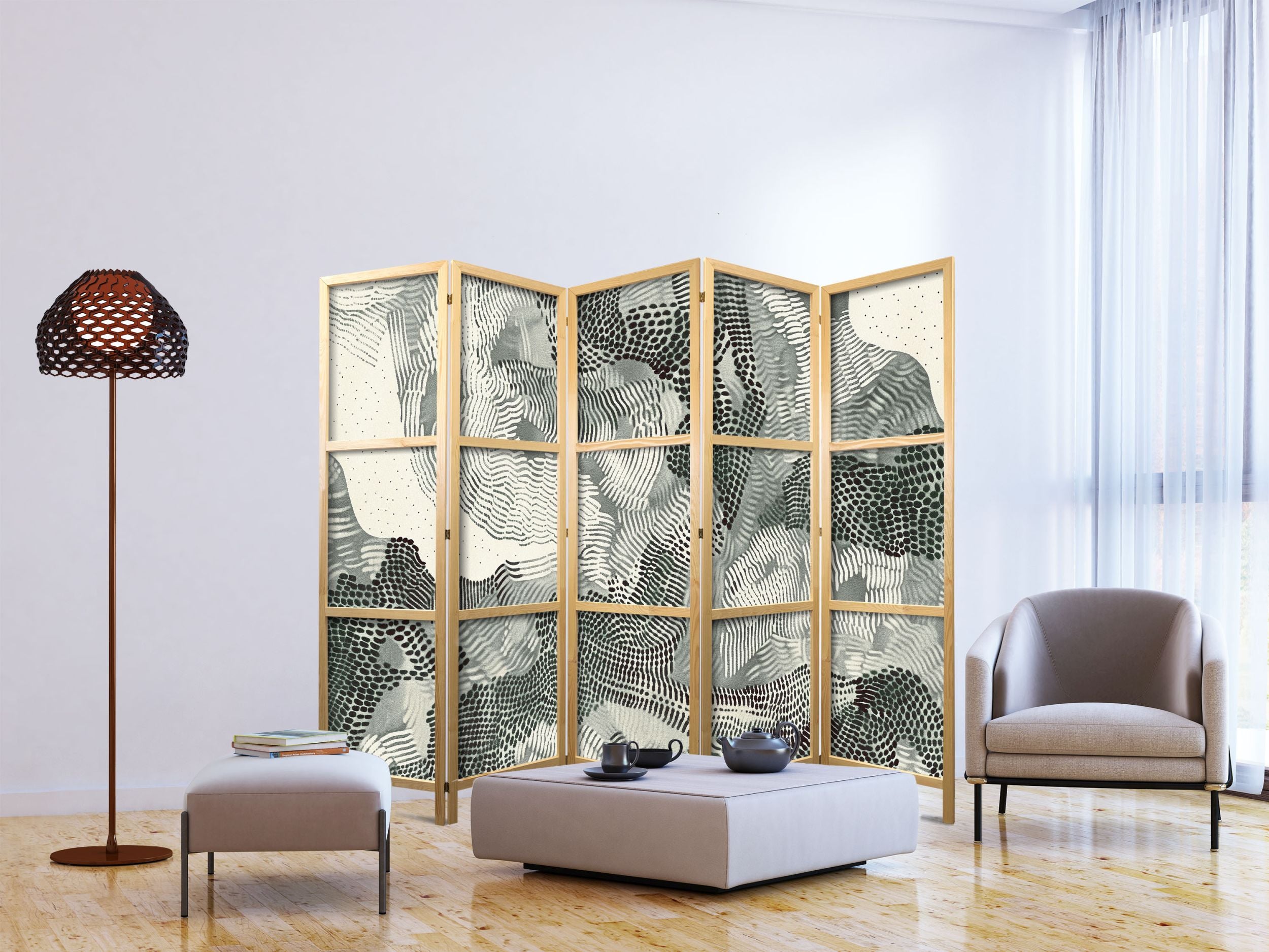 Parawan japoński Falująca zieleń 225x161 cm