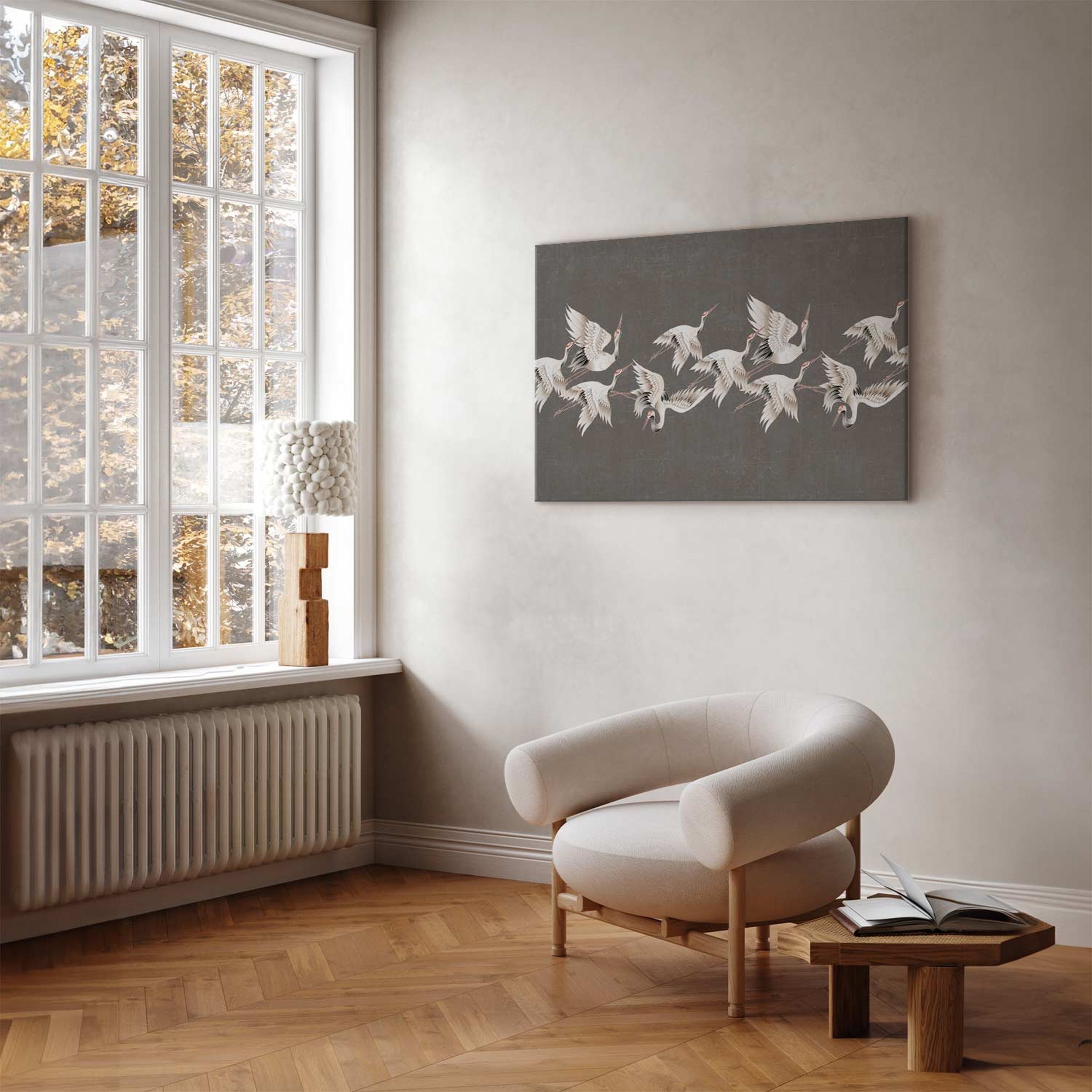 Obraz Ornament z żurawiami 90x60 cm
