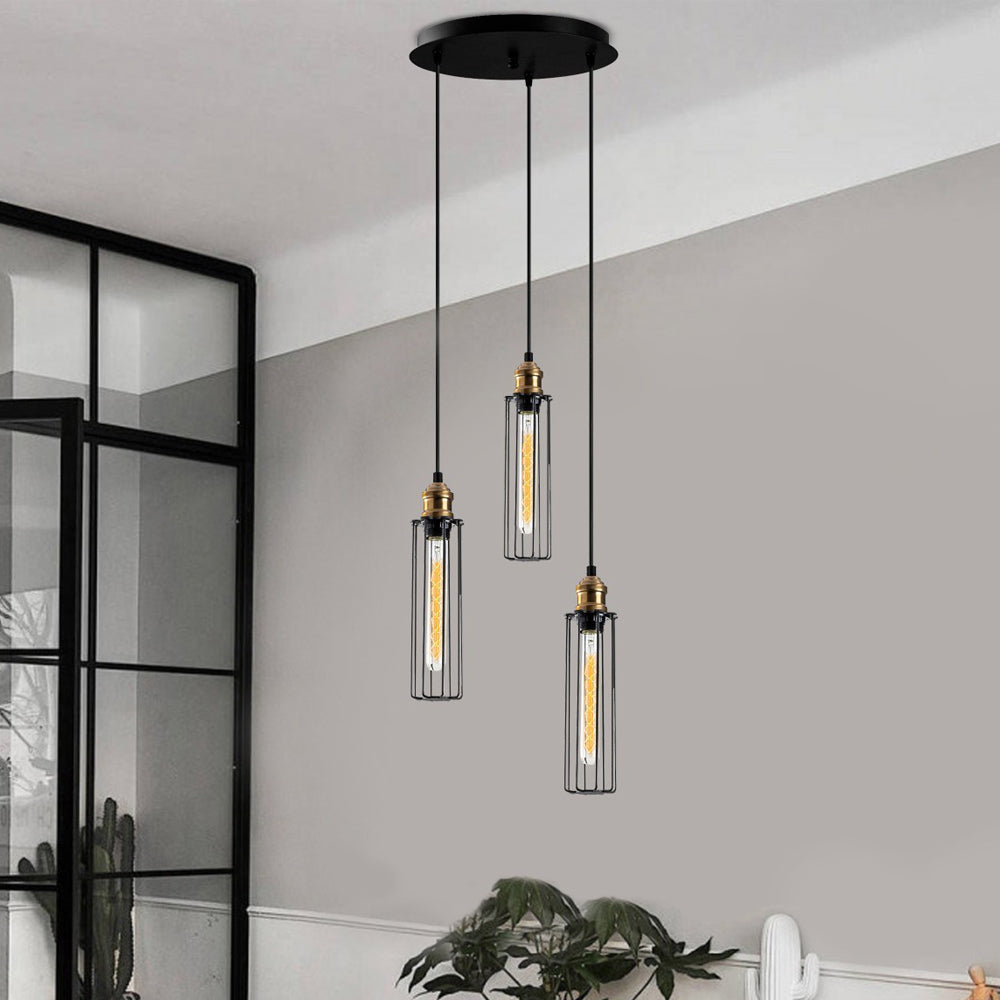 Lampa sufitowa Sirarer x3 industrialna na okrągłej podsufitce czarna