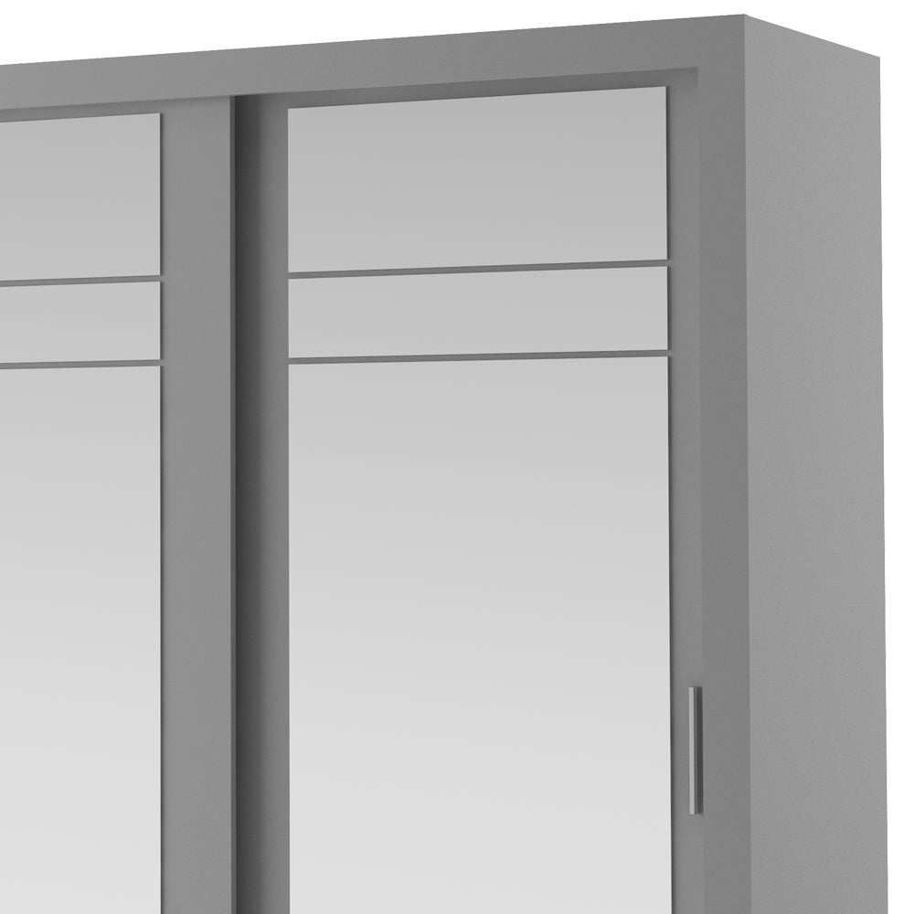 Szafa Arti 250 cm z trzema lustrami i oświetleniem szara