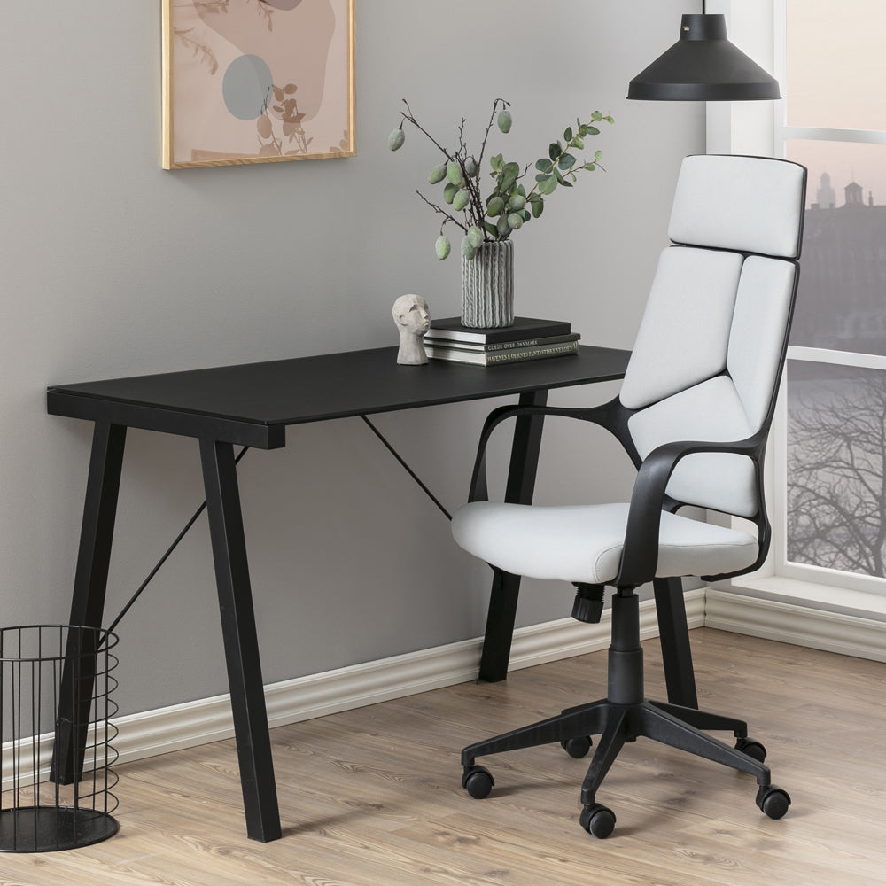 Biurko Badre 125x65 cm czarne ze szklanym blatem