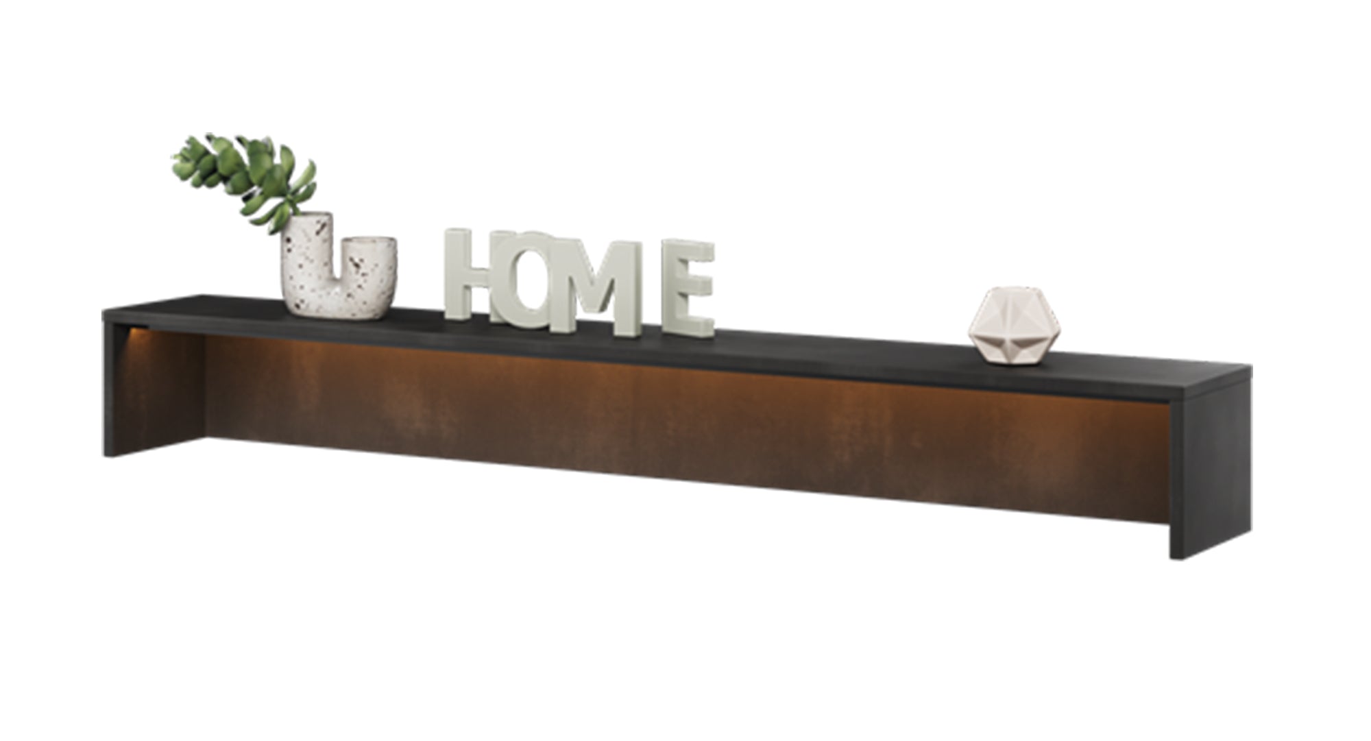 Nadstawka do biurka Teen Flex z oświetleniem pomarańczowym 150 cm Raw steel