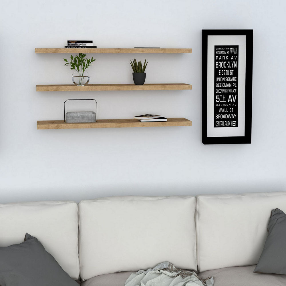 Zestaw trzech półek na ścianę Boike w stylu minimalistycznym 60 cm