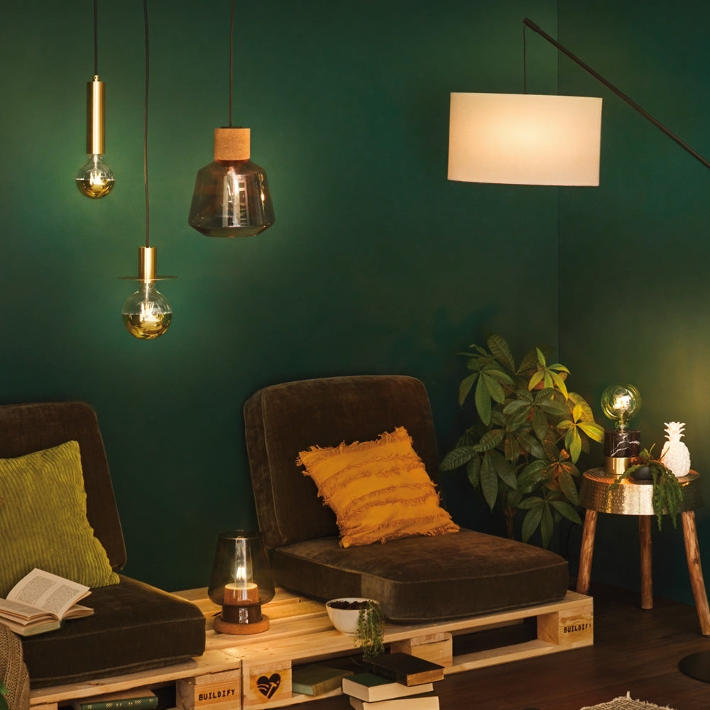 Lampa wisząca Nibbler mosiądz z dymionym kloszem