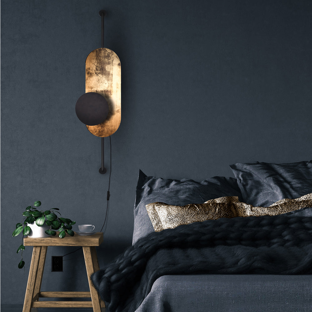 Kinkiet ścienny Wheel Lux czarno - złoty 8430