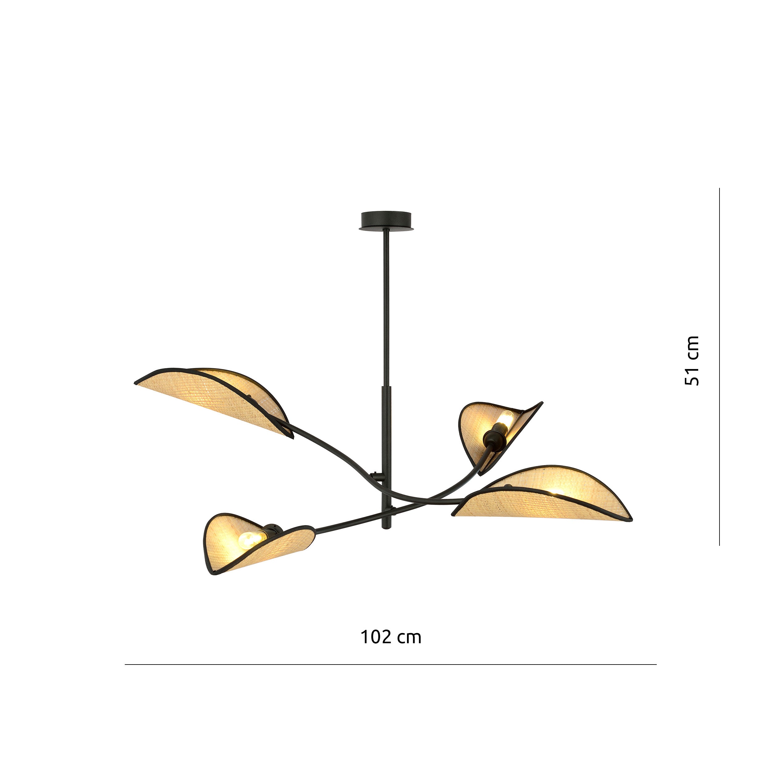 Lampa wisząca Farang x4 czarno-rattanowa