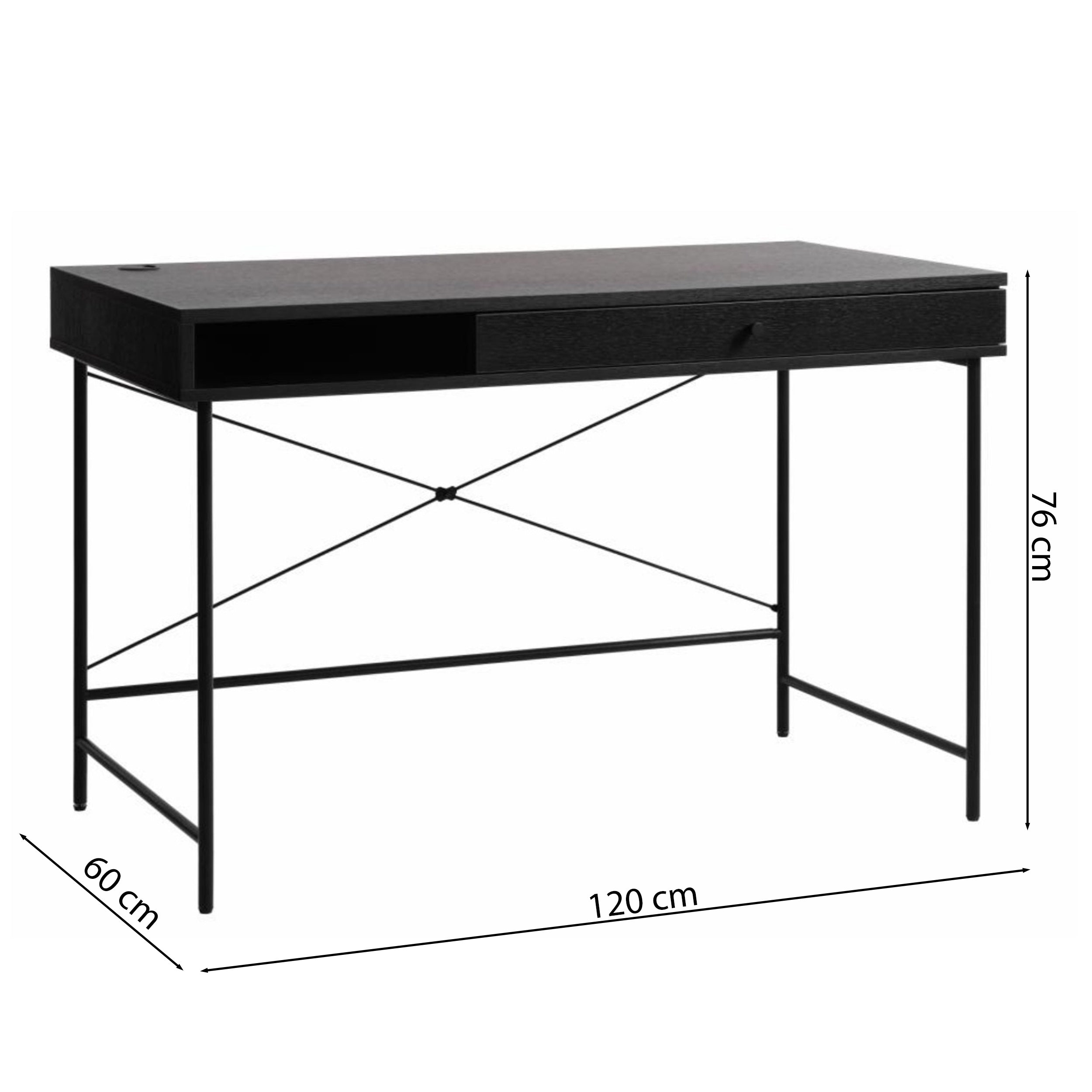 Biurko Mogest 120x60 cm czarne boho