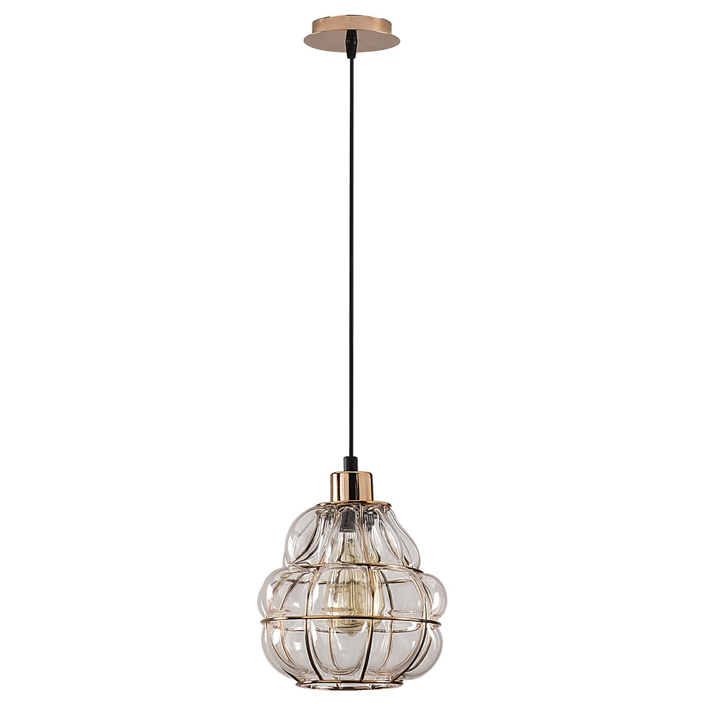 Lampa sufitowa Coradime szklana gruszka średnica 23 cm miedziana