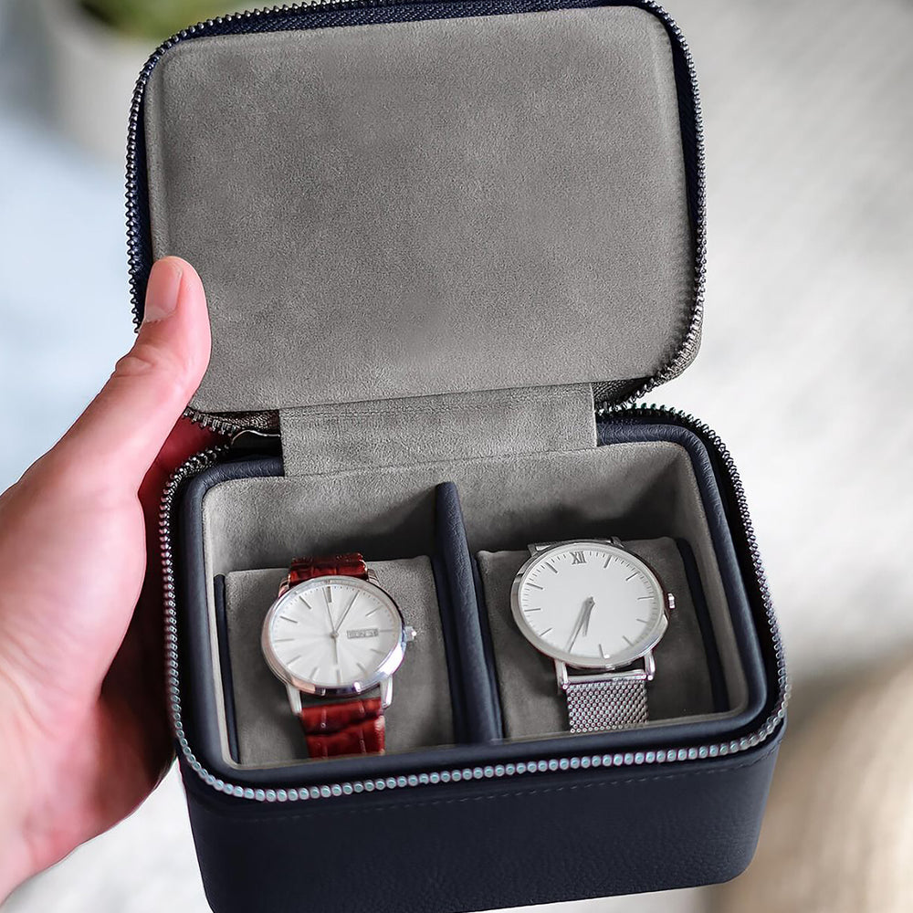 Organizer na biżuterię Pebble Large Travel Watch Box granatowy