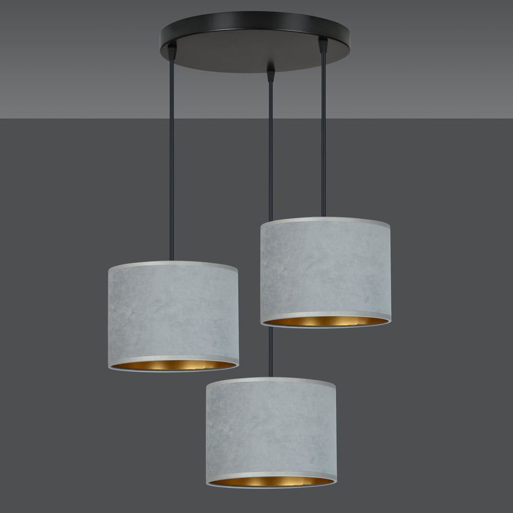 Lampa wisząca Hellid x3 asymetryczna średnica 50 cm szara