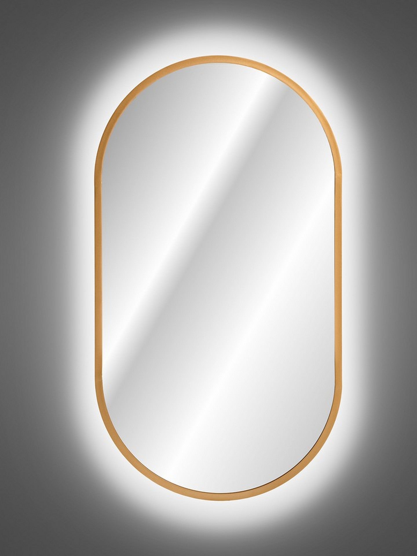 Lustro ścienne Olimmi 50x90 cm złote z oświetleniem