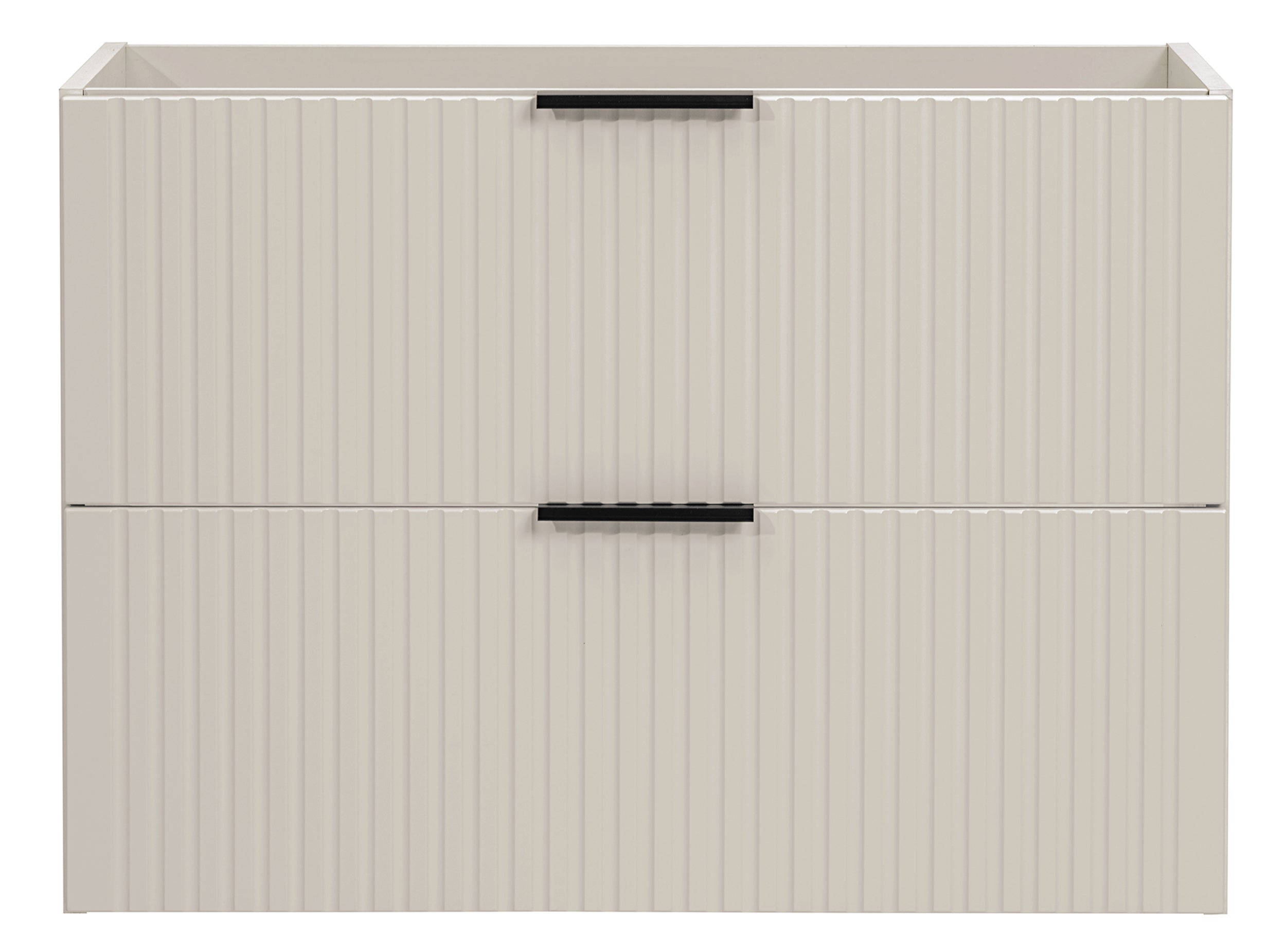 Szafka łazienkowa dwuszufladowa Temirni z blatem i umywalką nablatową 80 cm beżowa/dąb wotan