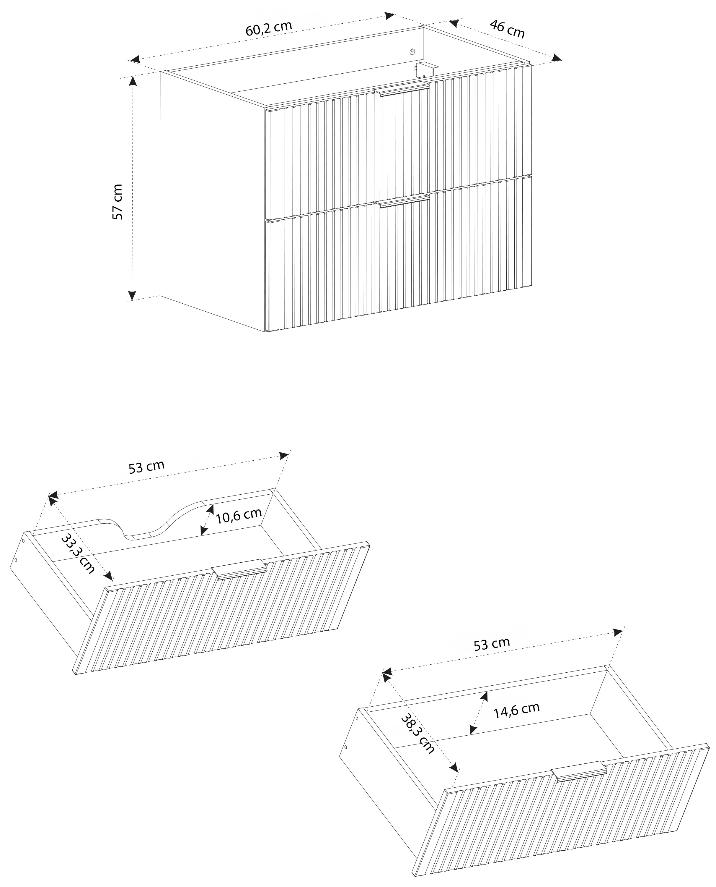 Szafka łazienkowa dwuszufladowa Temirni z umywalką 60 cm beżowa