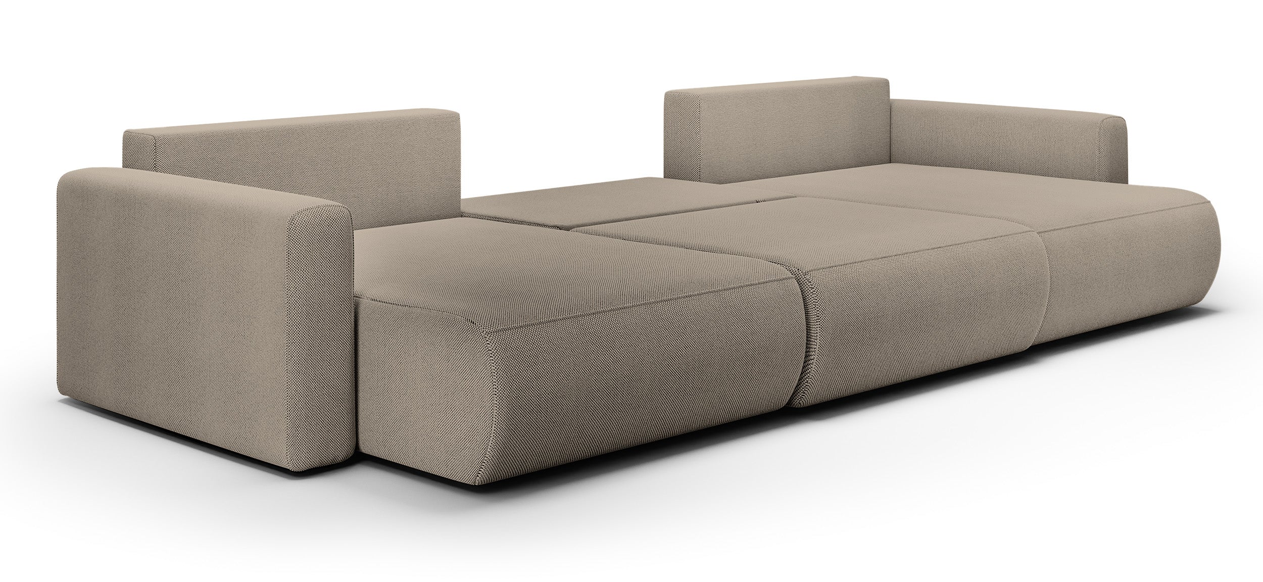 Narożnik z funkcją spania Ajwar U-kształtny z pojemnikiem szarobeżowy szenil hydrofobowy uniwersalny