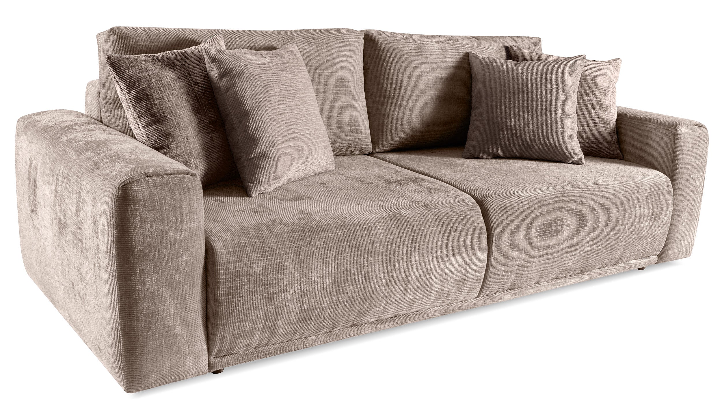 Kanapa rozkładana trzyosobowa Alcamo z pojemnikiem ciemnobeżowa szenil