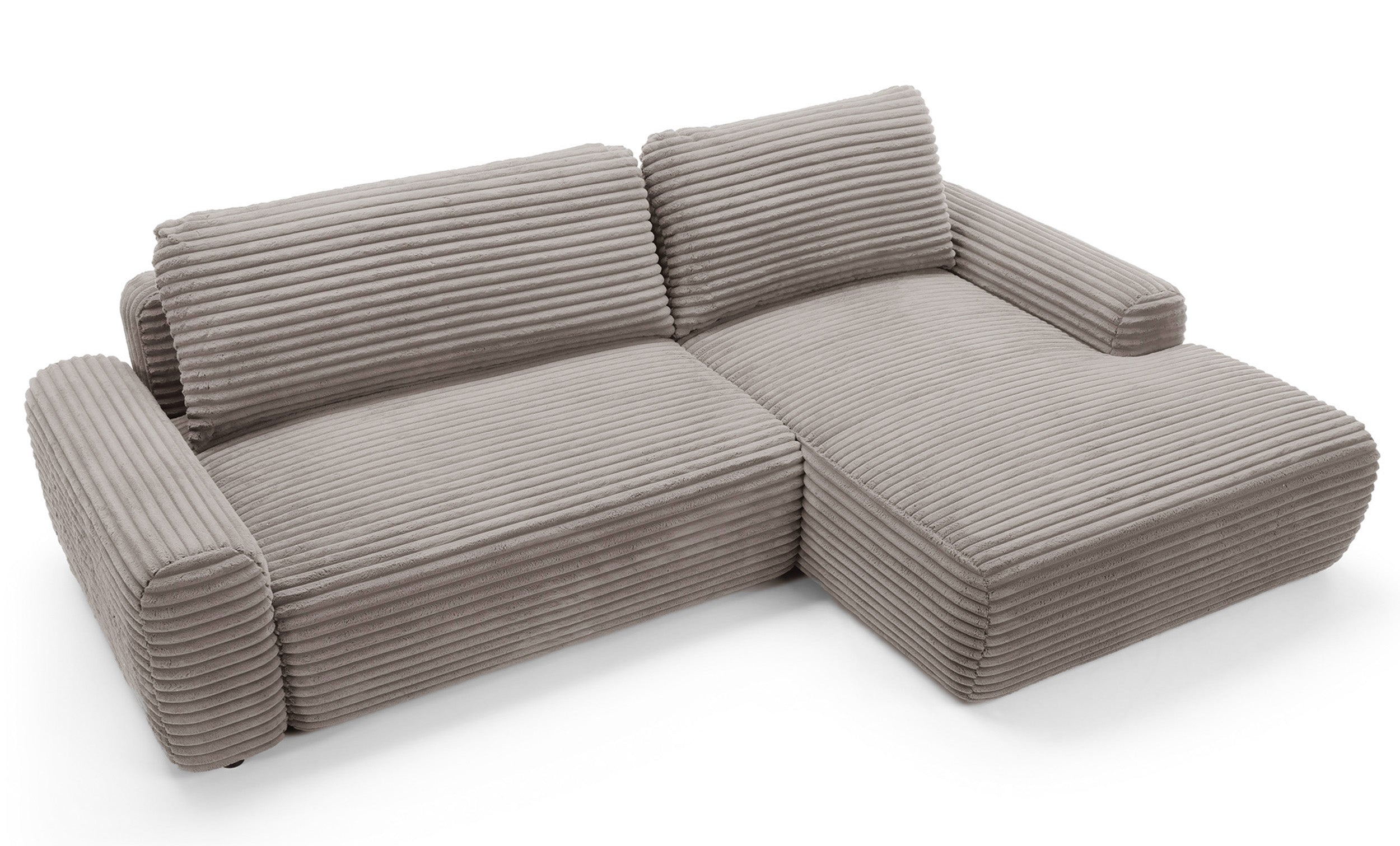 Narożnik z funkcją spania Alferia L-kształtny z pojemnikiem szarobeżowy sztruks prawostronny