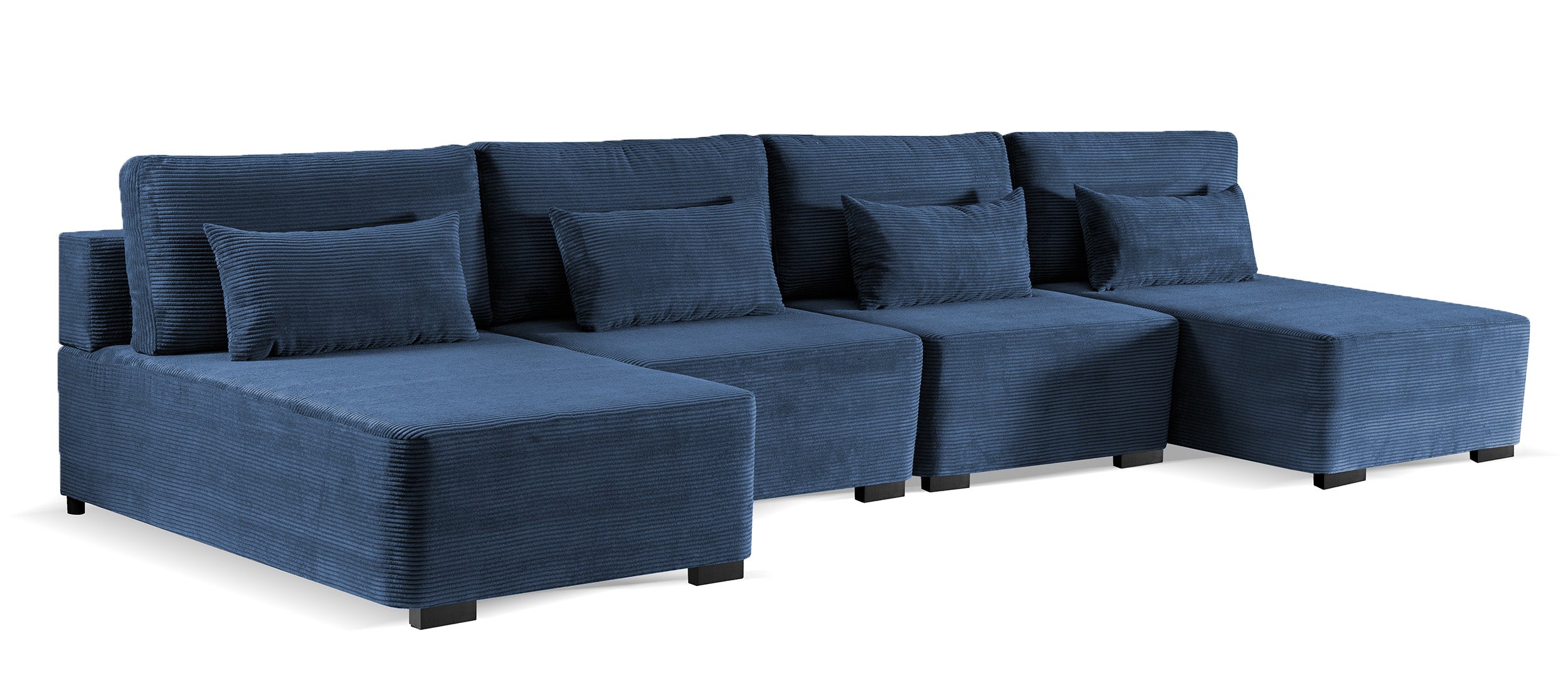 Narożnik z funkcją spania Moduliano U-kształtny duży z pojemnikiem uniwersalny granatowy sztruks
