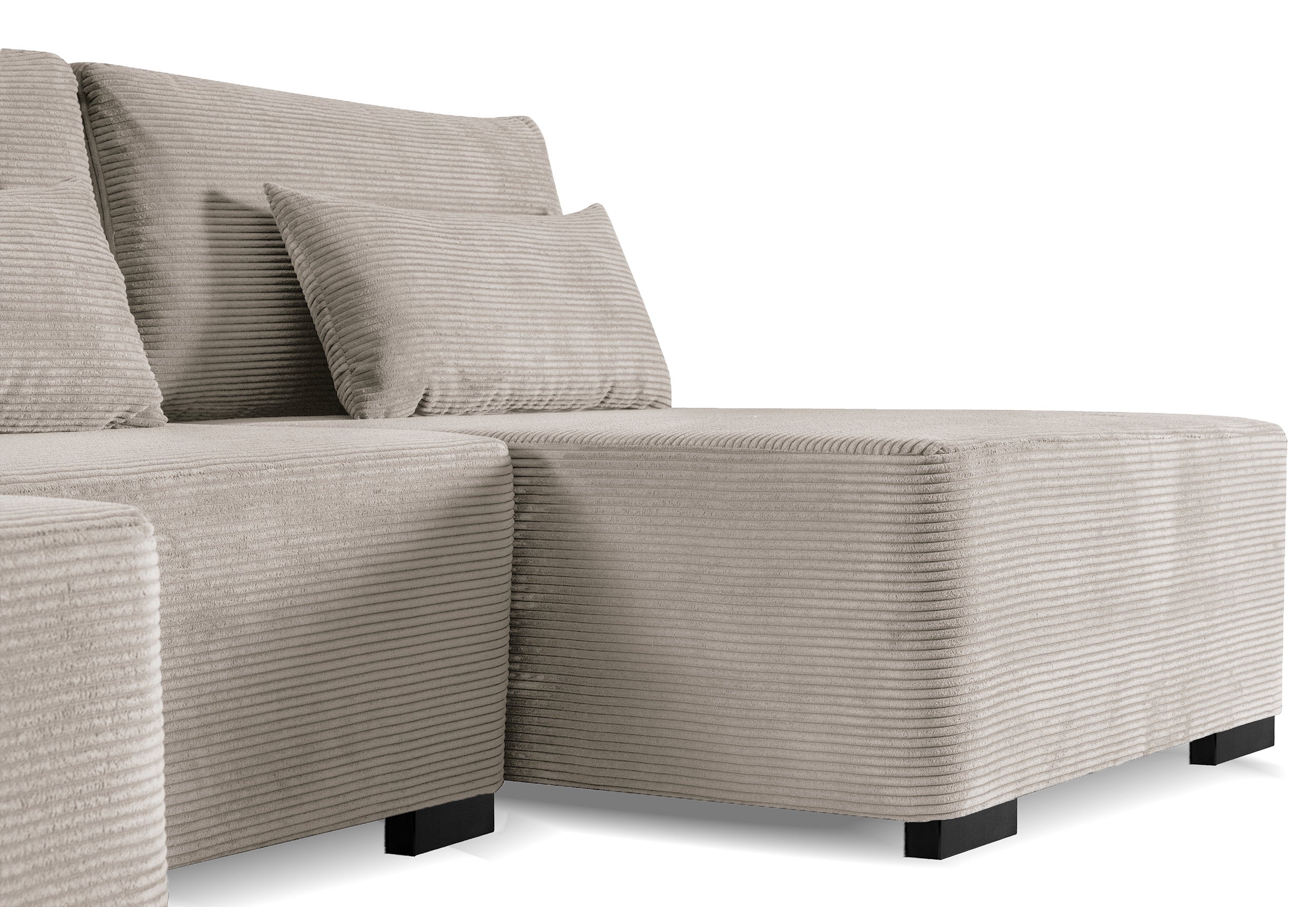 Narożnik z funkcją spania Moduliano U-kształtny z pojemnikiem uniwersalny ciemnobeżowy sztruks